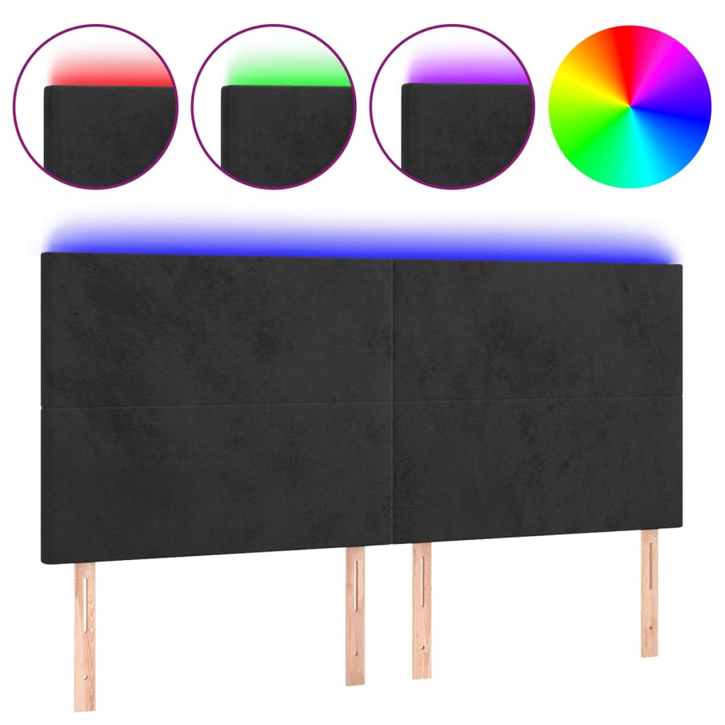 Tête de lit à LED Noir 200x5x118/128 cm Velours - XIOS