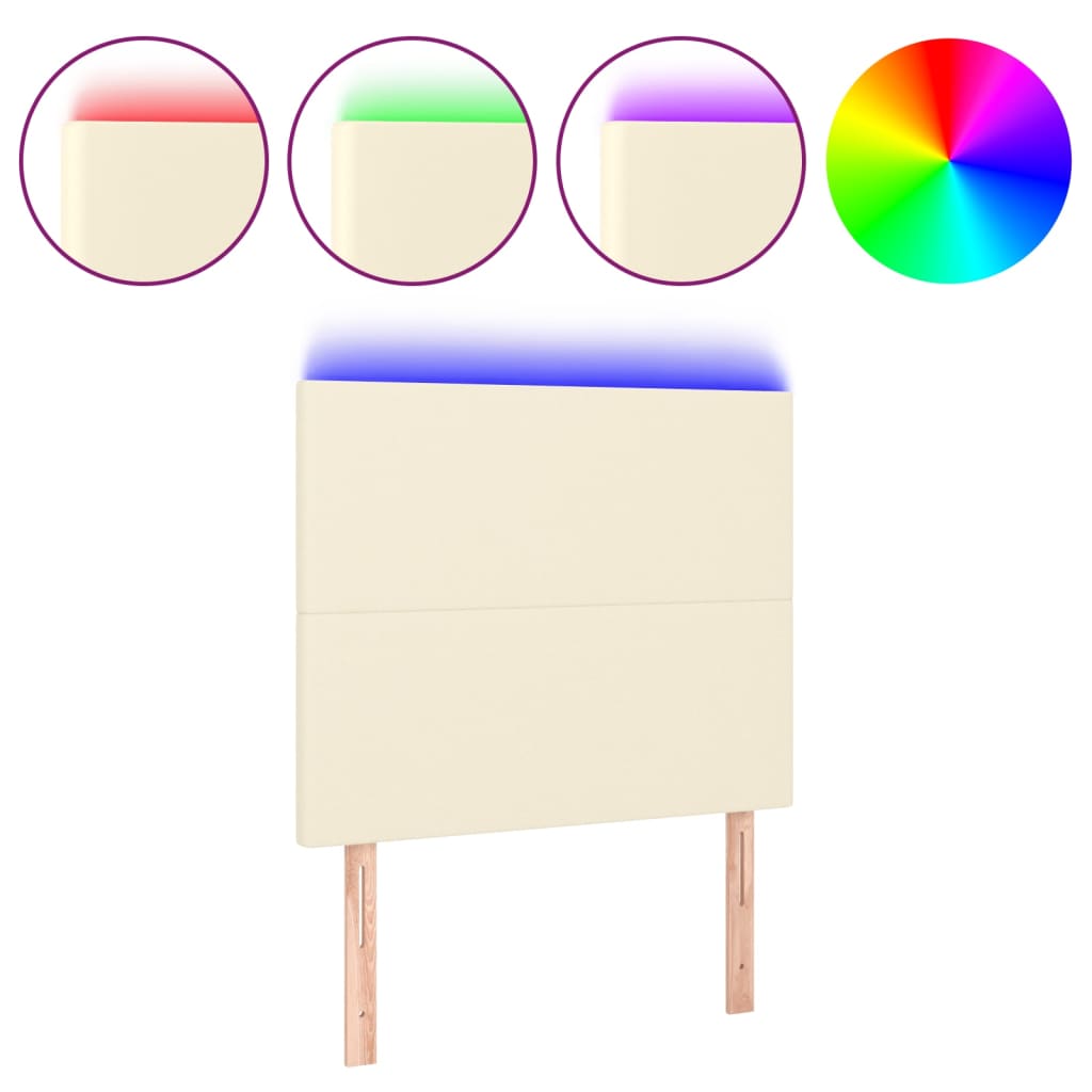 Tête de lit à LED Crème 80x5x118/128 cm Similicuir - XIOS