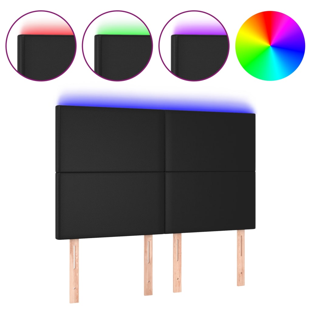 Tête de lit à LED Noir 144x5x118/128 cm Similicuir - XIOS