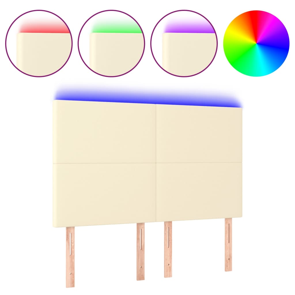 Tête de lit à LED Crème 144x5x118/128 cm Similicuir - XIOS