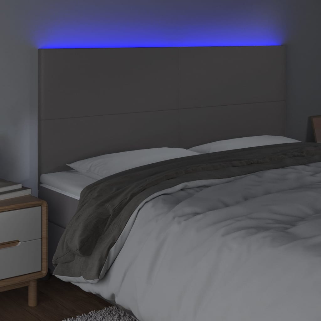 Tête de lit à LED Gris 200x5x118/128 cm Similicuir - XIOS