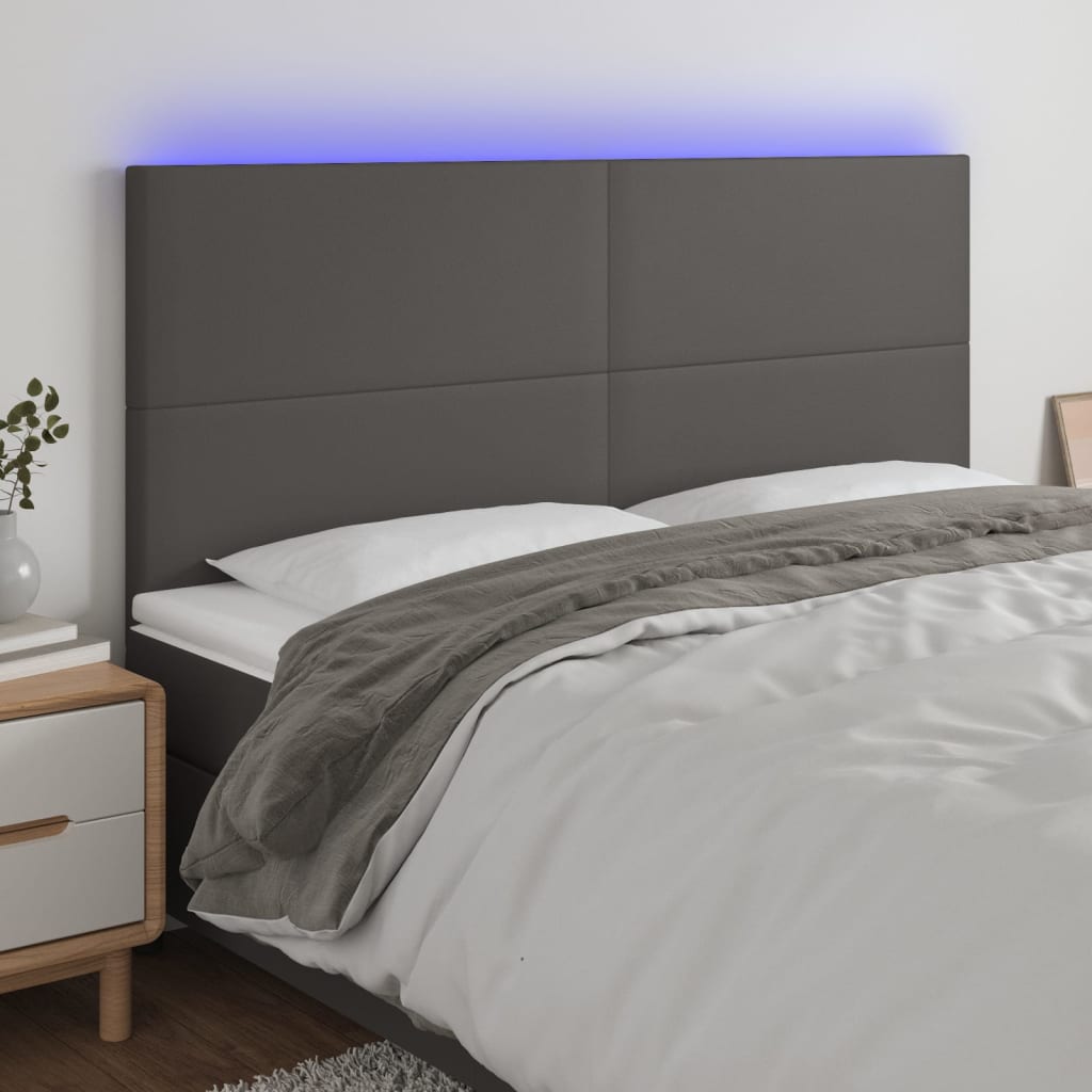 Tête de lit à LED Gris 200x5x118/128 cm Similicuir - XIOS