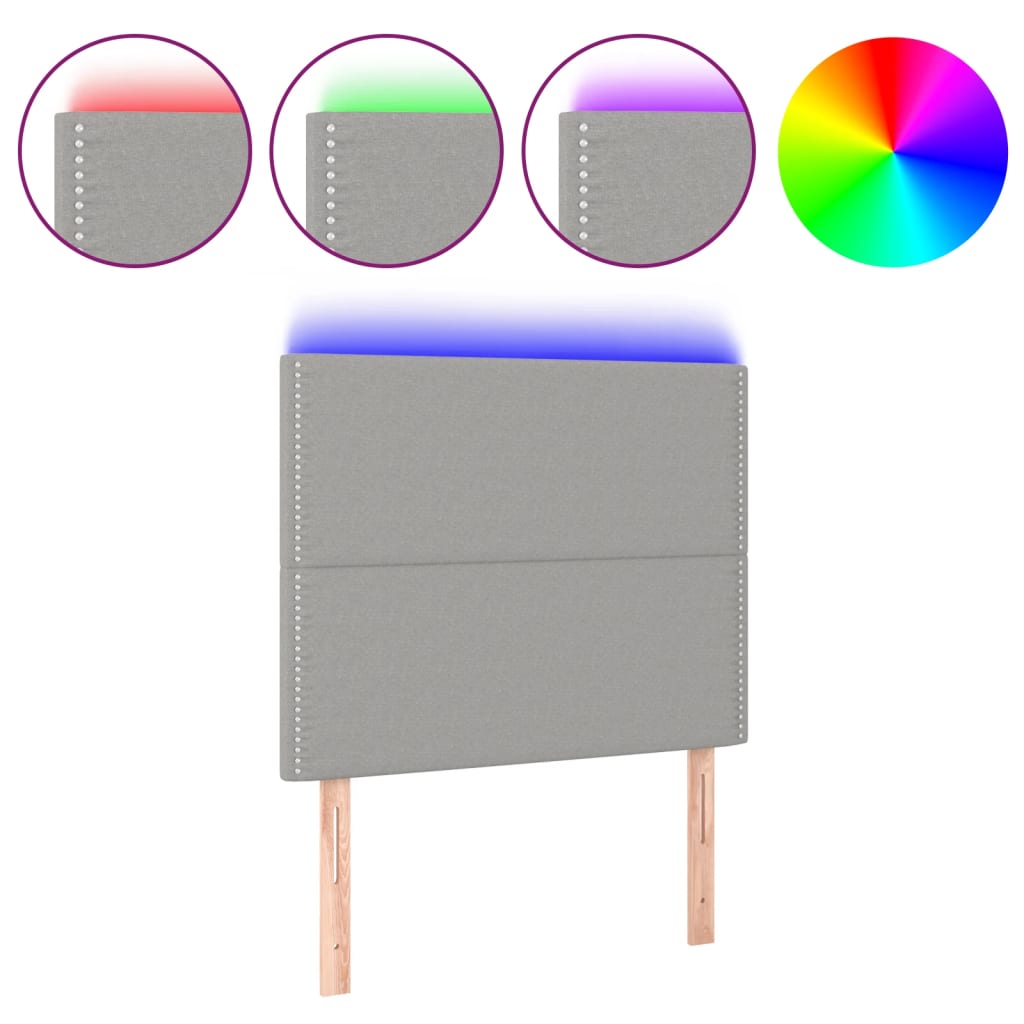 Tête de lit à LED Gris clair 100x5x118/128 cm Tissu - XIOS