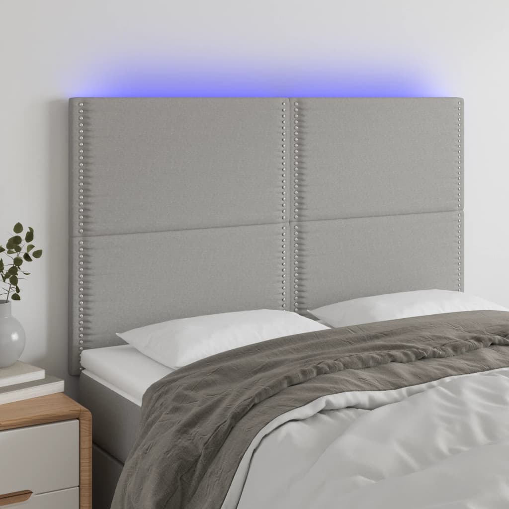 Tête de lit à LED Gris clair 144x5x118/128 cm Tissu - XIOS
