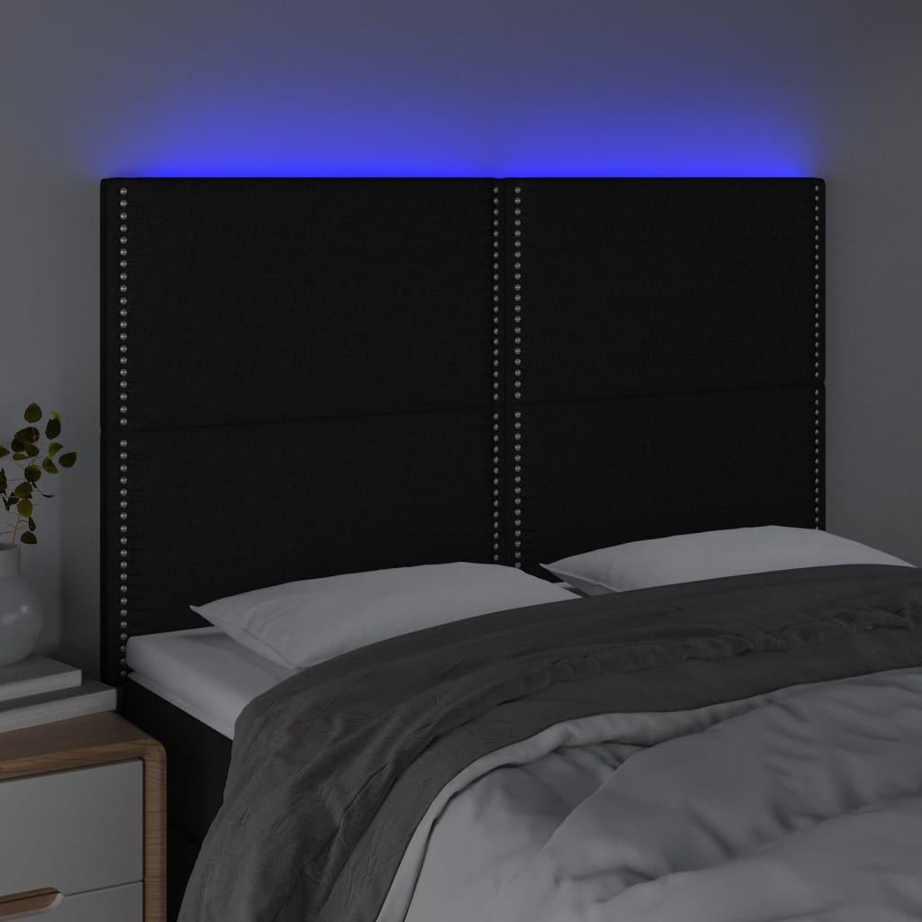 Tête de lit à LED Noir 144x5x118/128 cm Tissu - XIOS