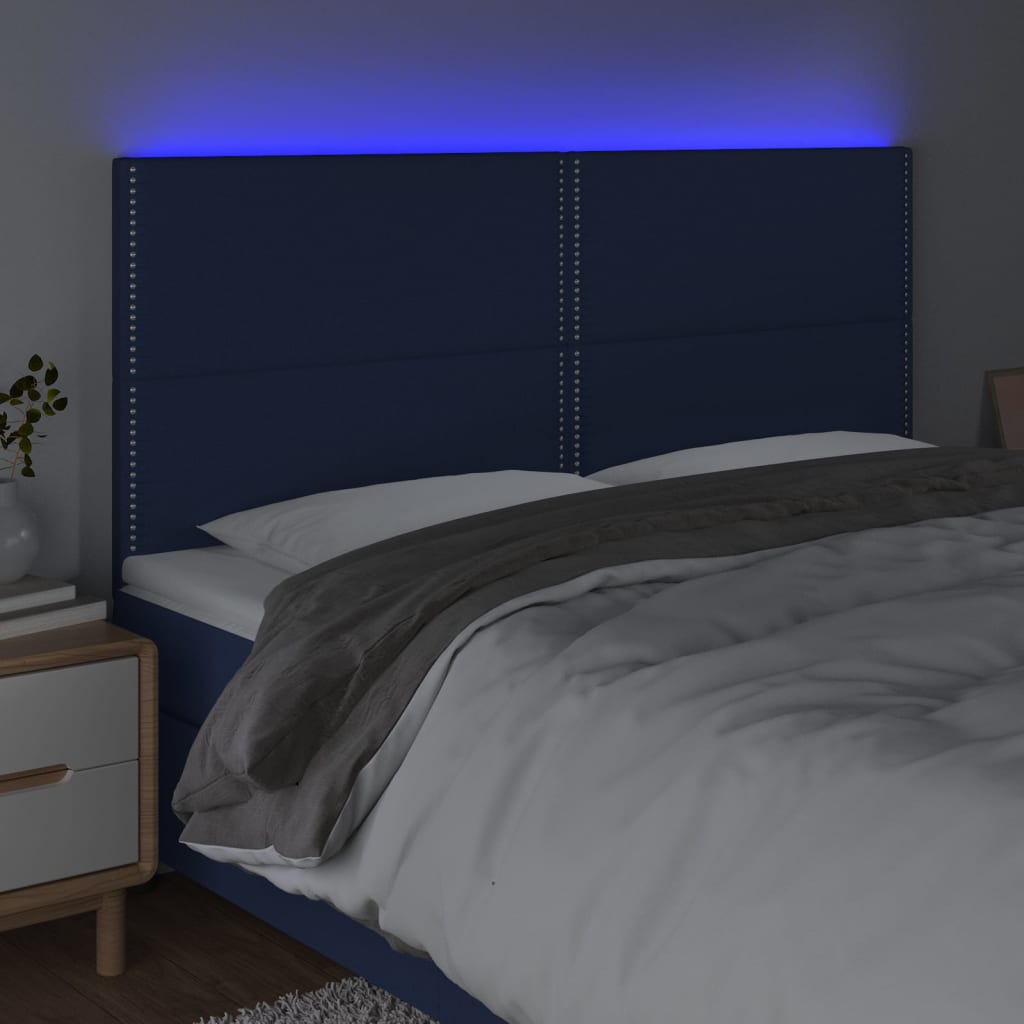 Tête de lit à LED Bleu 200x5x118/128 cm Tissu - XIOS