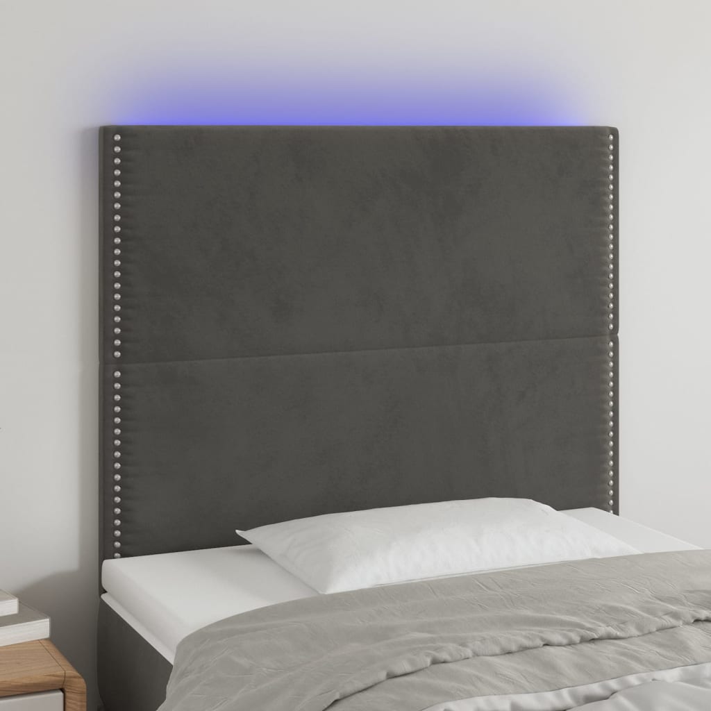 Tête de lit à LED Gris foncé 100x5x118/128 cm Velours - XIOS