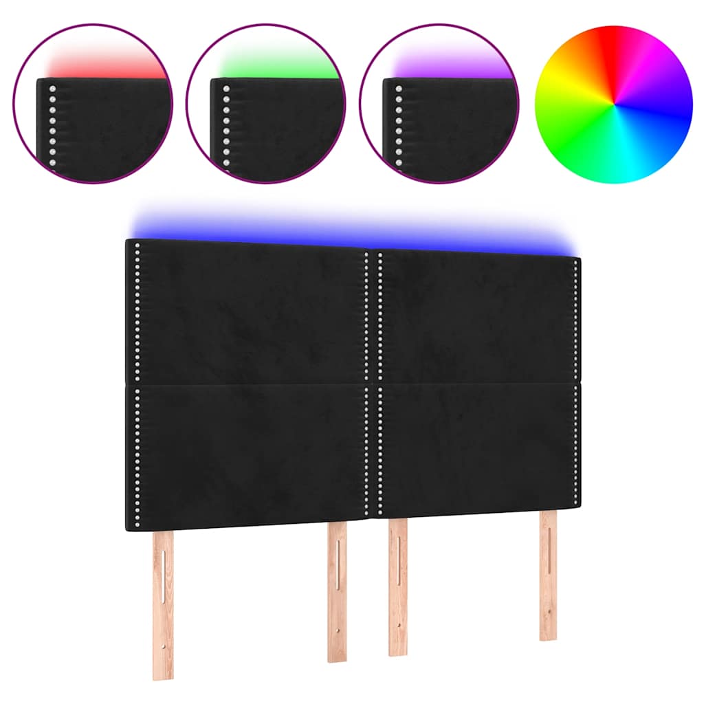 Tête de lit à LED Noir 144x5x118/128 cm Velours - XIOS