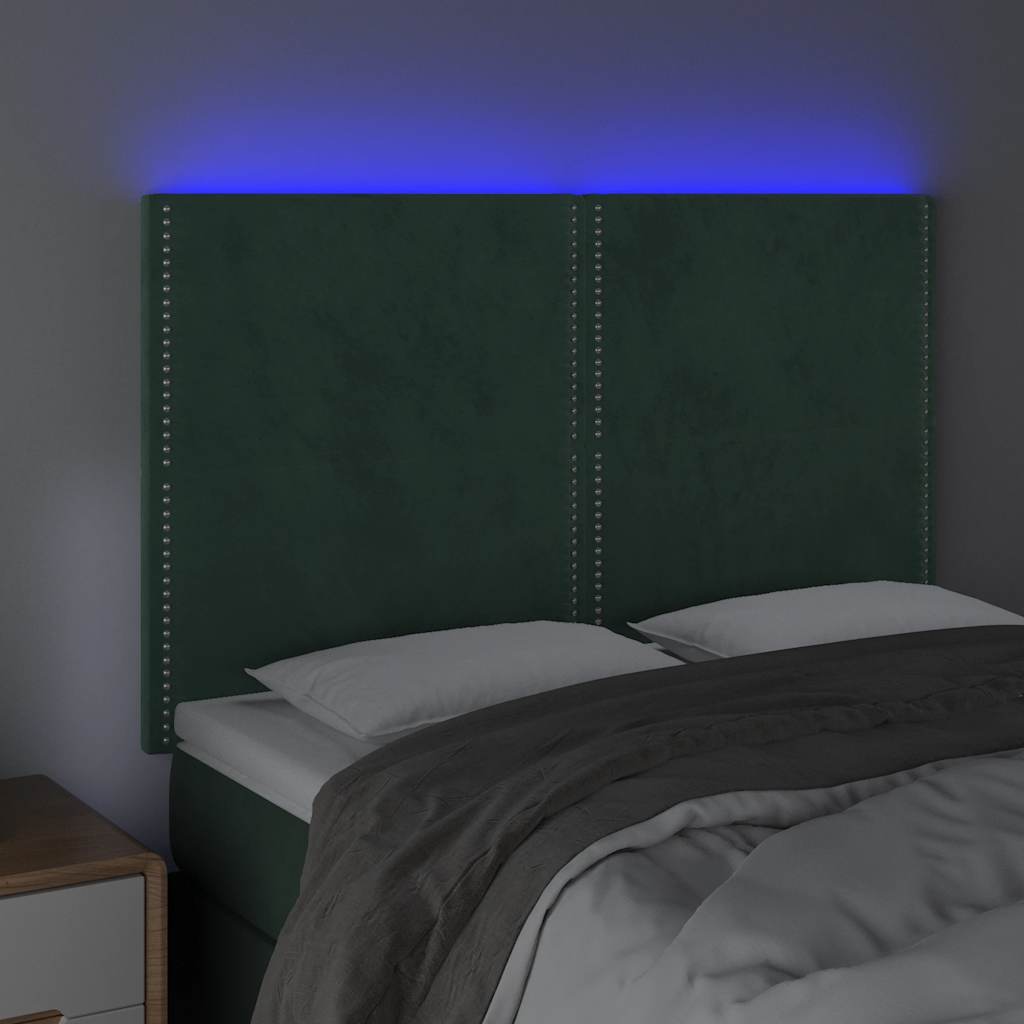 Tête de lit à LED Vert foncé 144x5x118/128 cm Velours - XIOS