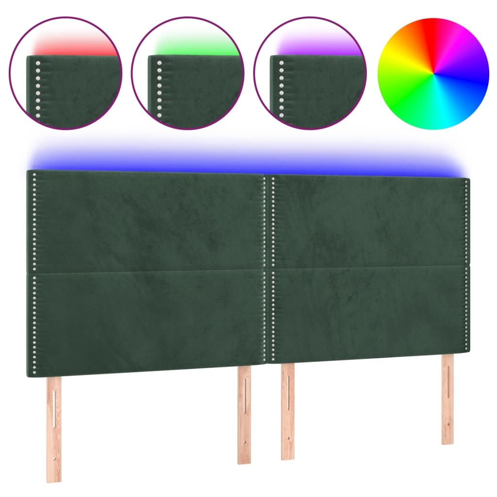 Tête de lit à LED Vert foncé 200x5x118/128 cm Velours - XIOS