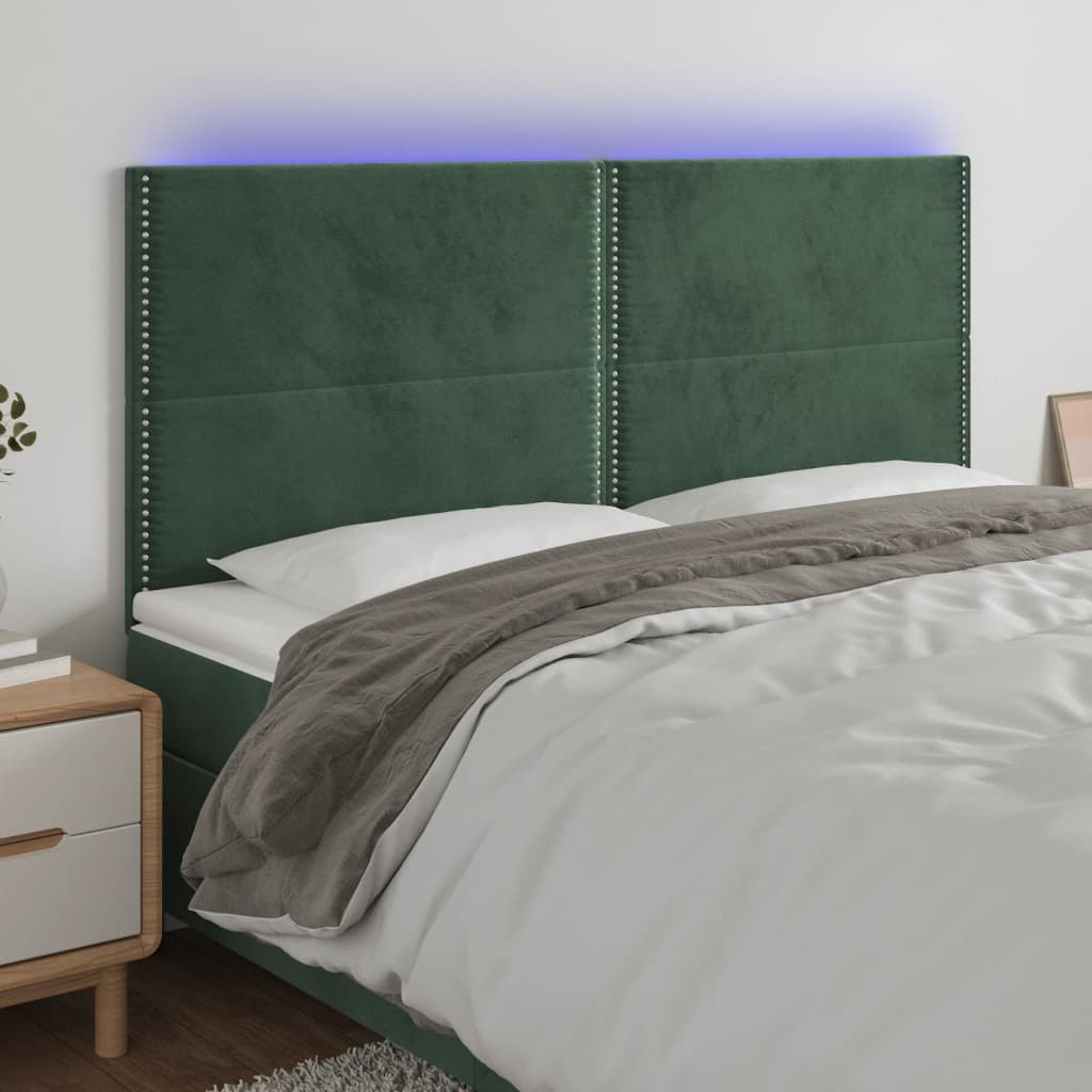 Tête de lit à LED Vert foncé 200x5x118/128 cm Velours - XIOS