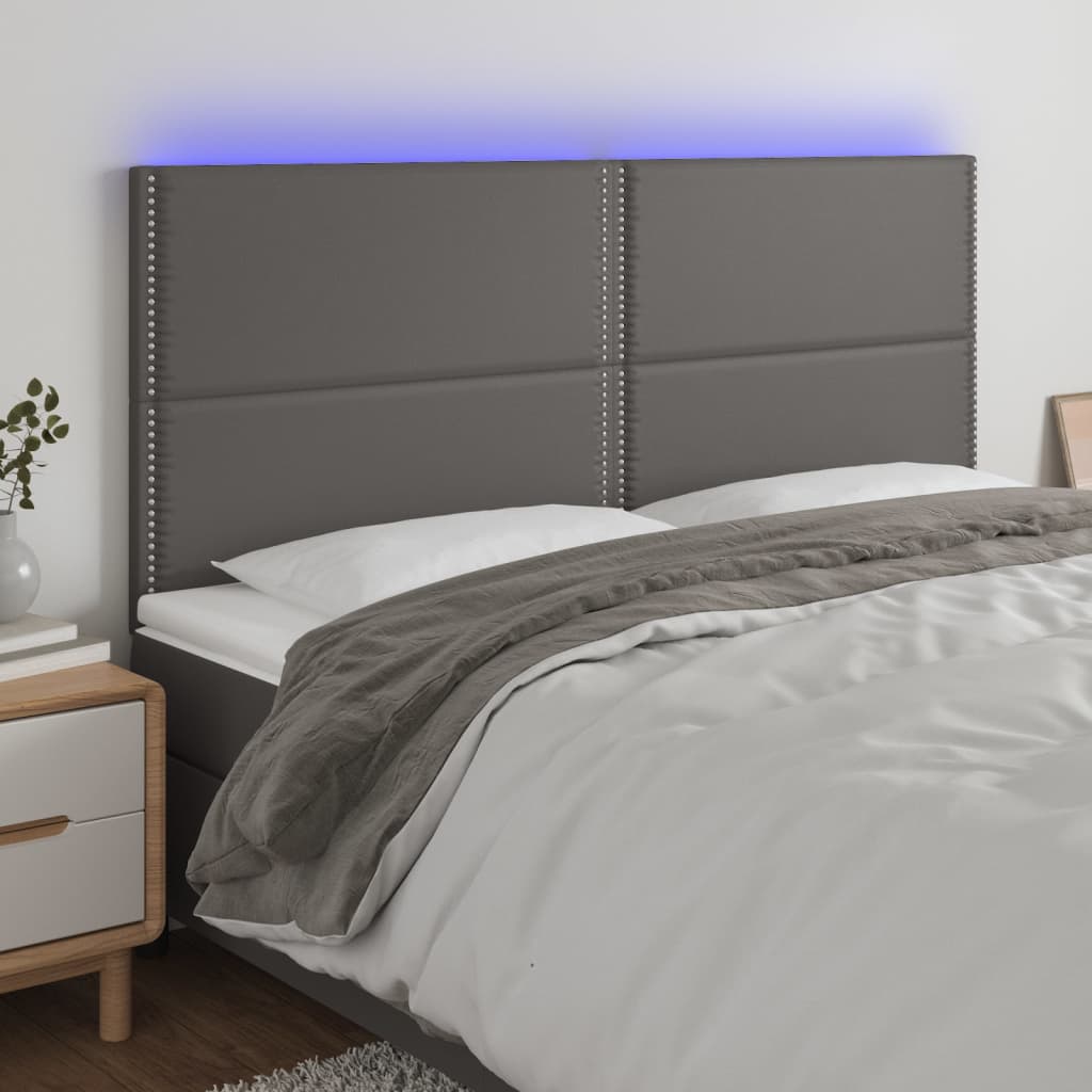Tête de lit à LED Gris 200x5x118/128 cm Similicuir - XIOS