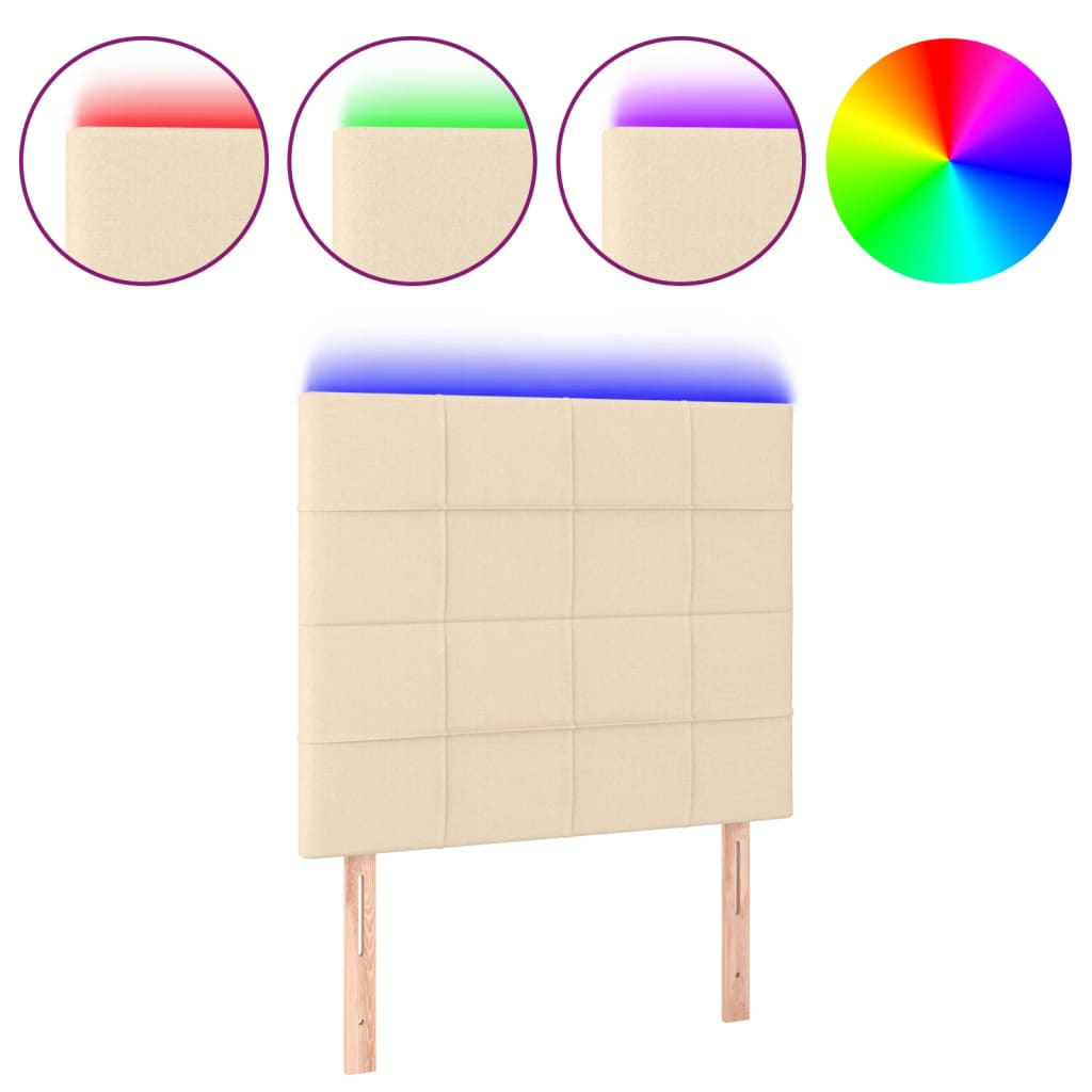 Tête de lit à LED Crème 80x5x118/128 cm Tissu Têtes et pieds de lit vidaXL