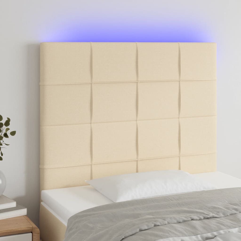 Tête de lit à LED Crème 80x5x118/128 cm Tissu Têtes et pieds de lit vidaXL