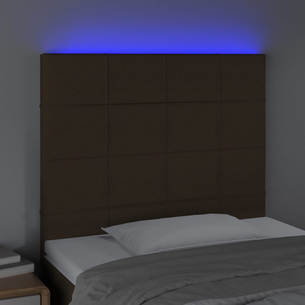 Tête de lit à LED Marron foncé 90x5x118/128 cm Tissu - XIOS