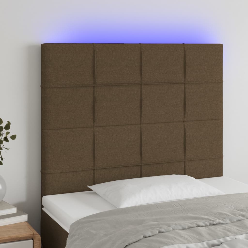 Tête de lit à LED Marron foncé 90x5x118/128 cm Tissu - XIOS