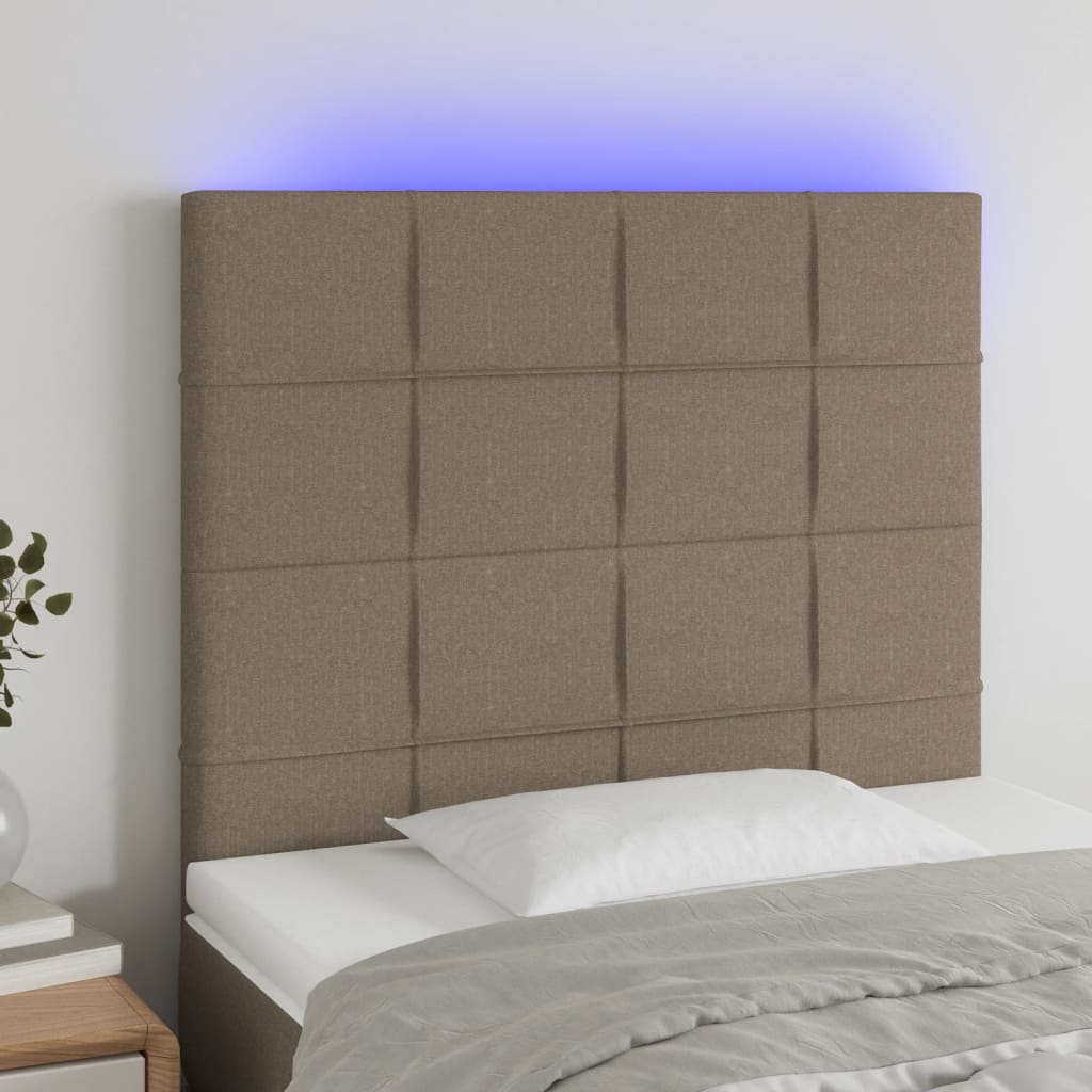 Tête de lit à LED Taupe 90x5x118/128 cm Tissu - XIOS