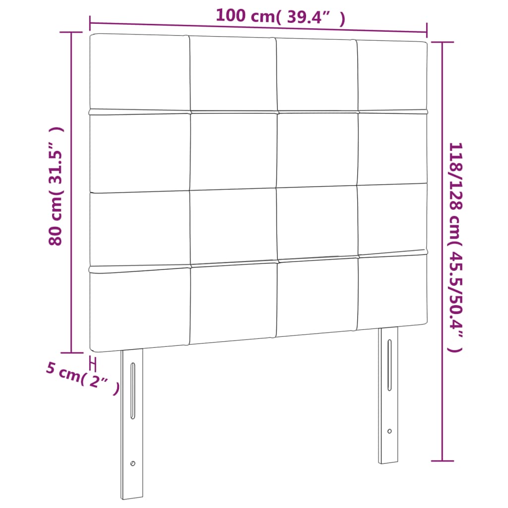 Tête de lit à LED Taupe 100x5x118/128 cm Tissu - XIOS