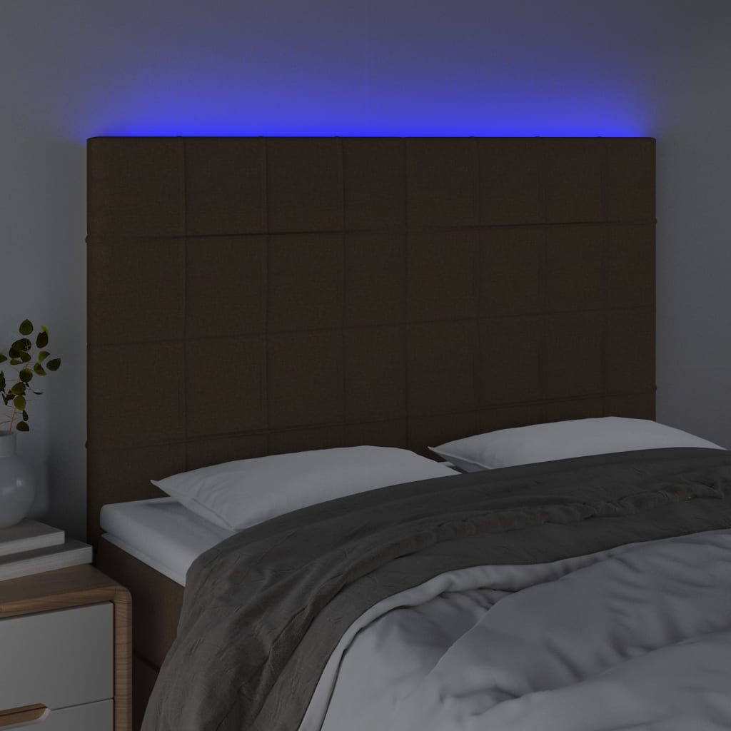 Tête de lit à LED Marron foncé 144x5x118/128 cm Tissu - XIOS