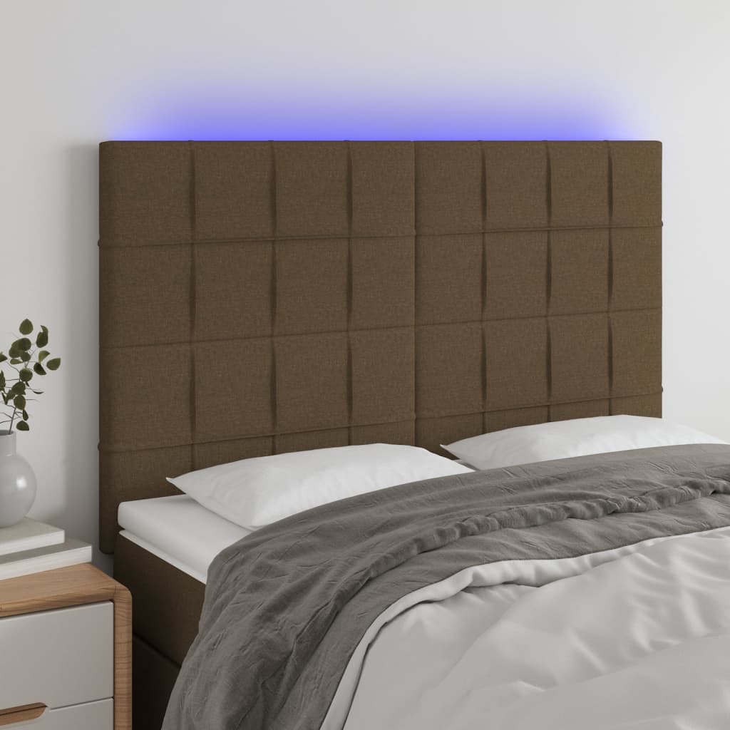 Tête de lit à LED Marron foncé 144x5x118/128 cm Tissu - XIOS