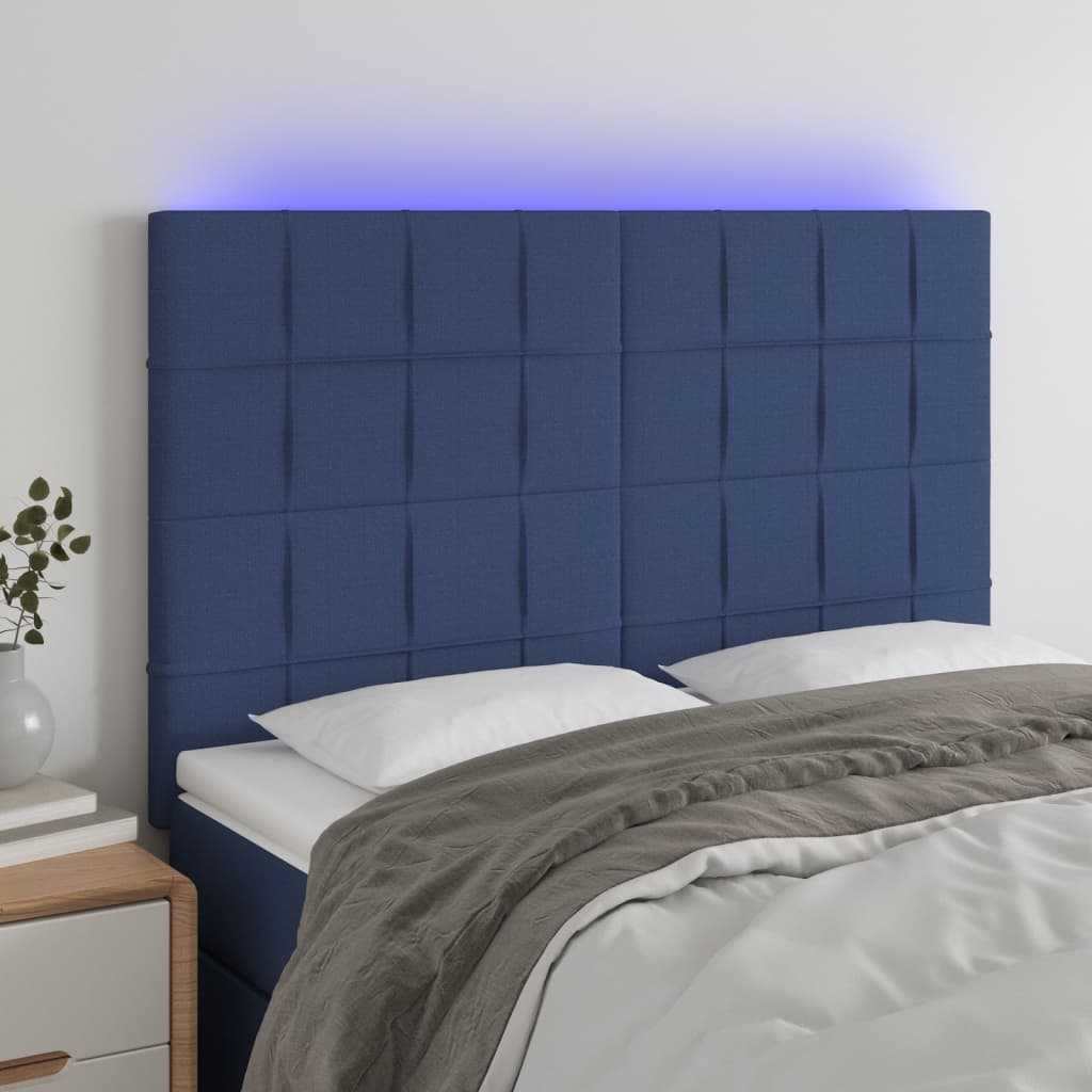 Tête de lit à LED Bleu 144x5x118/128 cm Tissu - XIOS