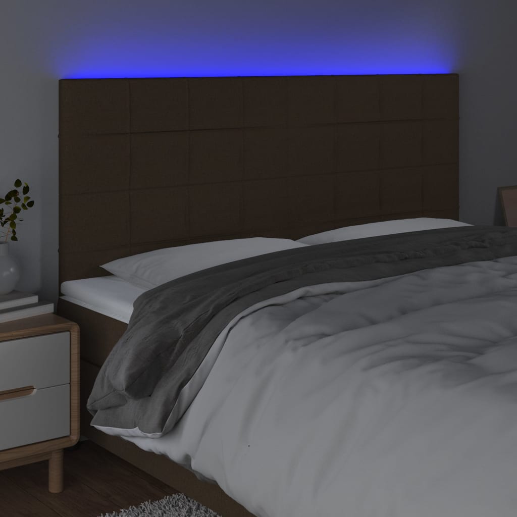 Tête de lit à LED Marron foncé 180x5x118/128 cm Tissu - XIOS