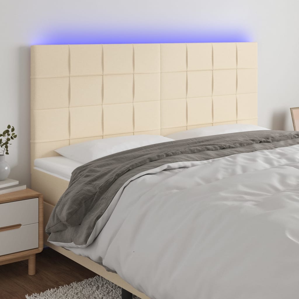 Tête de lit à LED Crème 180x5x118/128 cm Tissu - XIOS