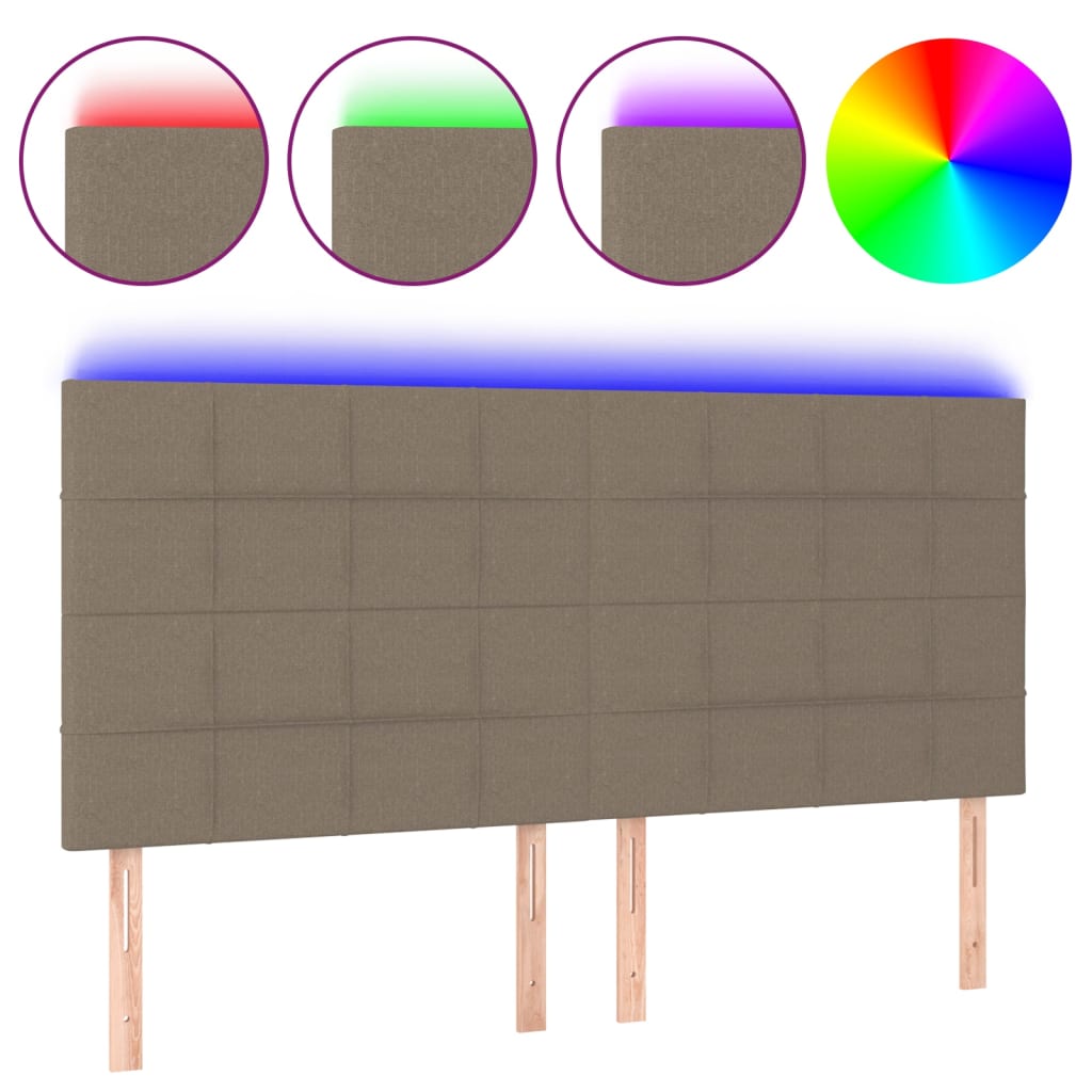 Tête de lit à LED Taupe 200x5x118/128 cm Tissu Têtes et pieds de lit vidaXL   