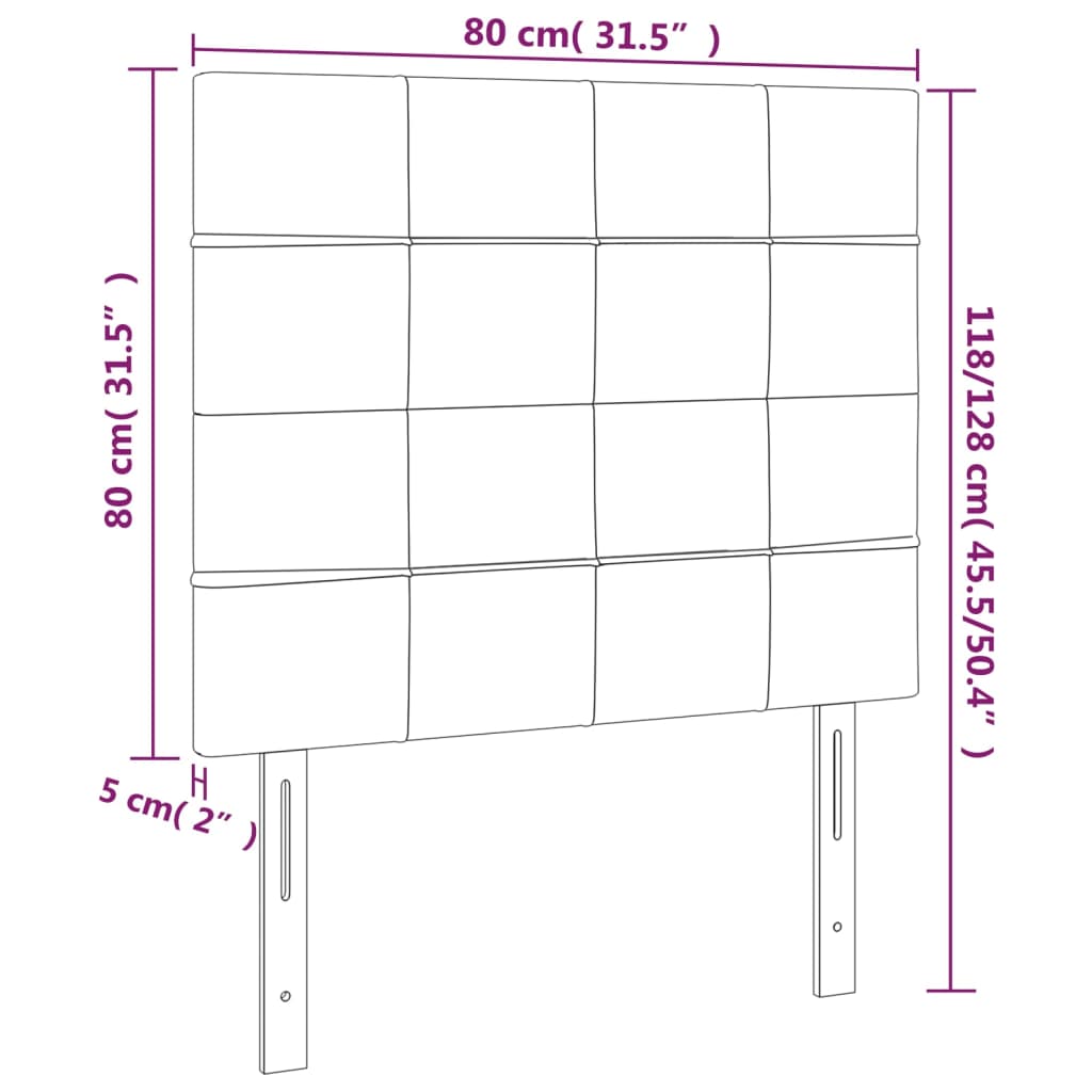 Tête de lit à LED Gris clair 80x5x118/128 cm Velours - XIOS