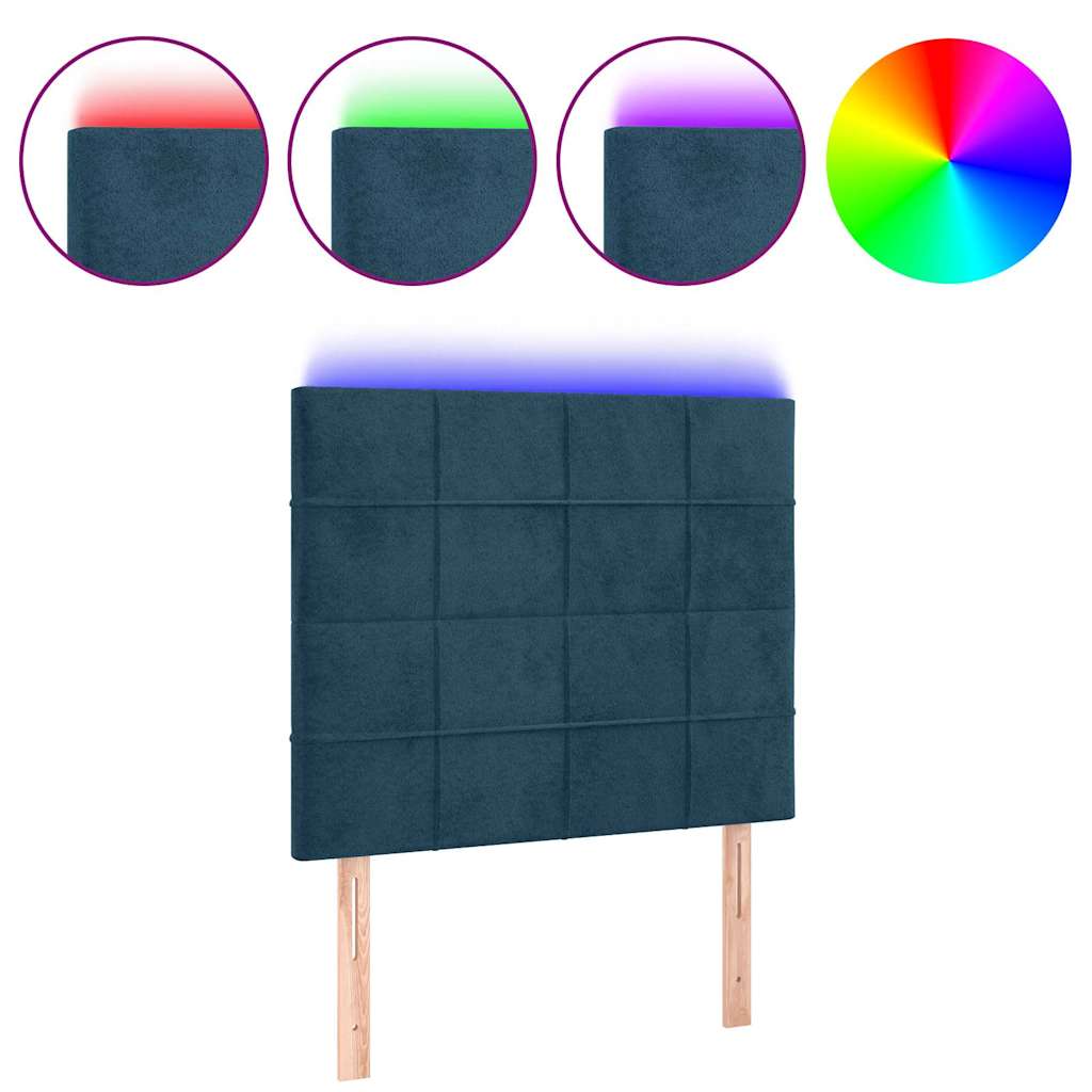 Tête de lit à LED Bleu foncé 80x5x118/128 cm Velours - XIOS