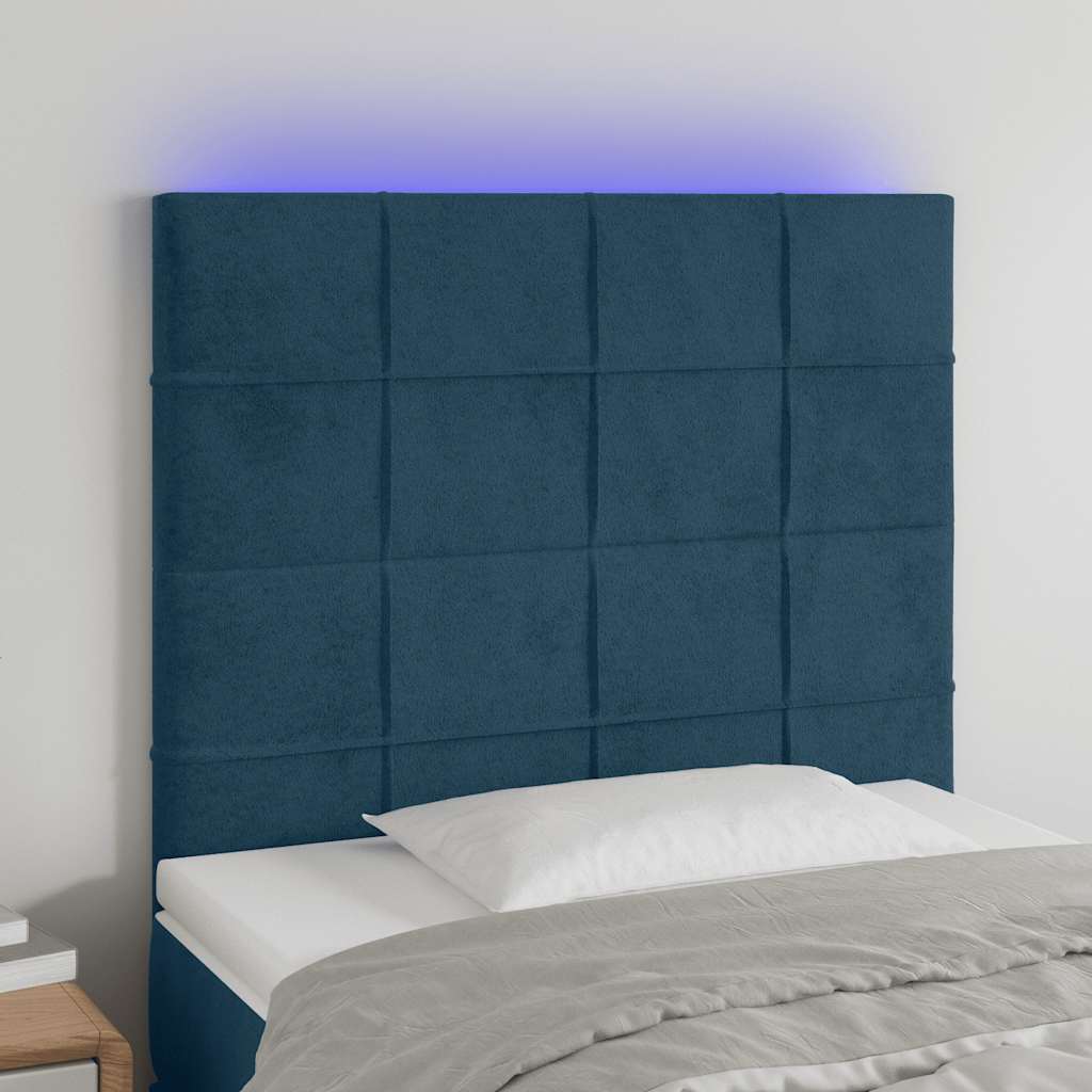 Tête de lit à LED Bleu foncé 80x5x118/128 cm Velours - XIOS