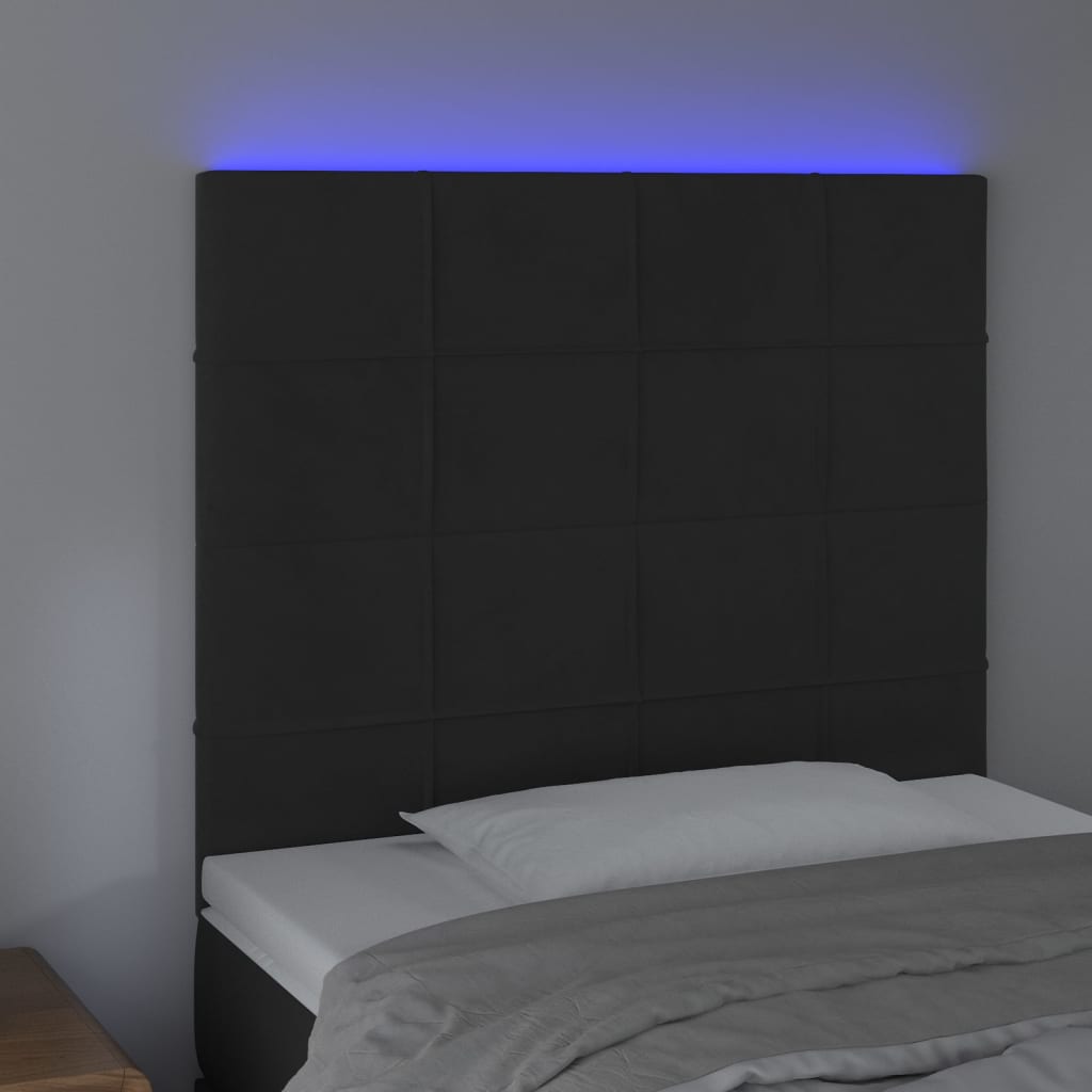Tête de lit à LED Noir 90x5x118/128 cm Velours - XIOS