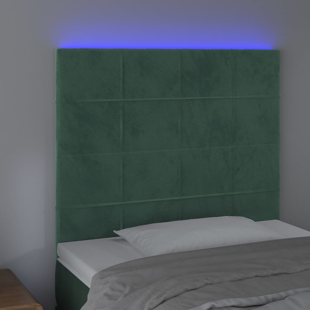 Tête de lit à LED Vert foncé 90x5x118/128 cm Velours - XIOS