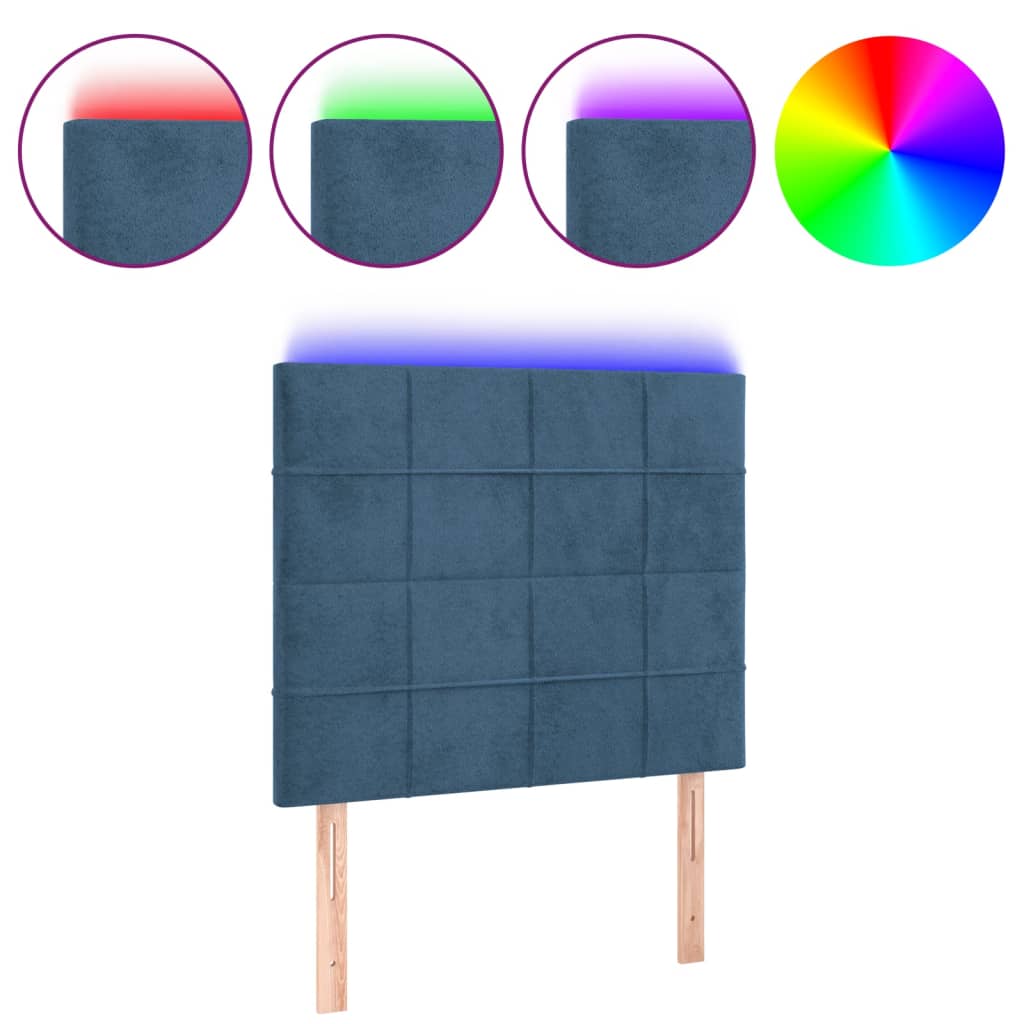 Tête de lit à LED Bleu foncé 90x5x118/128 cm Velours - XIOS