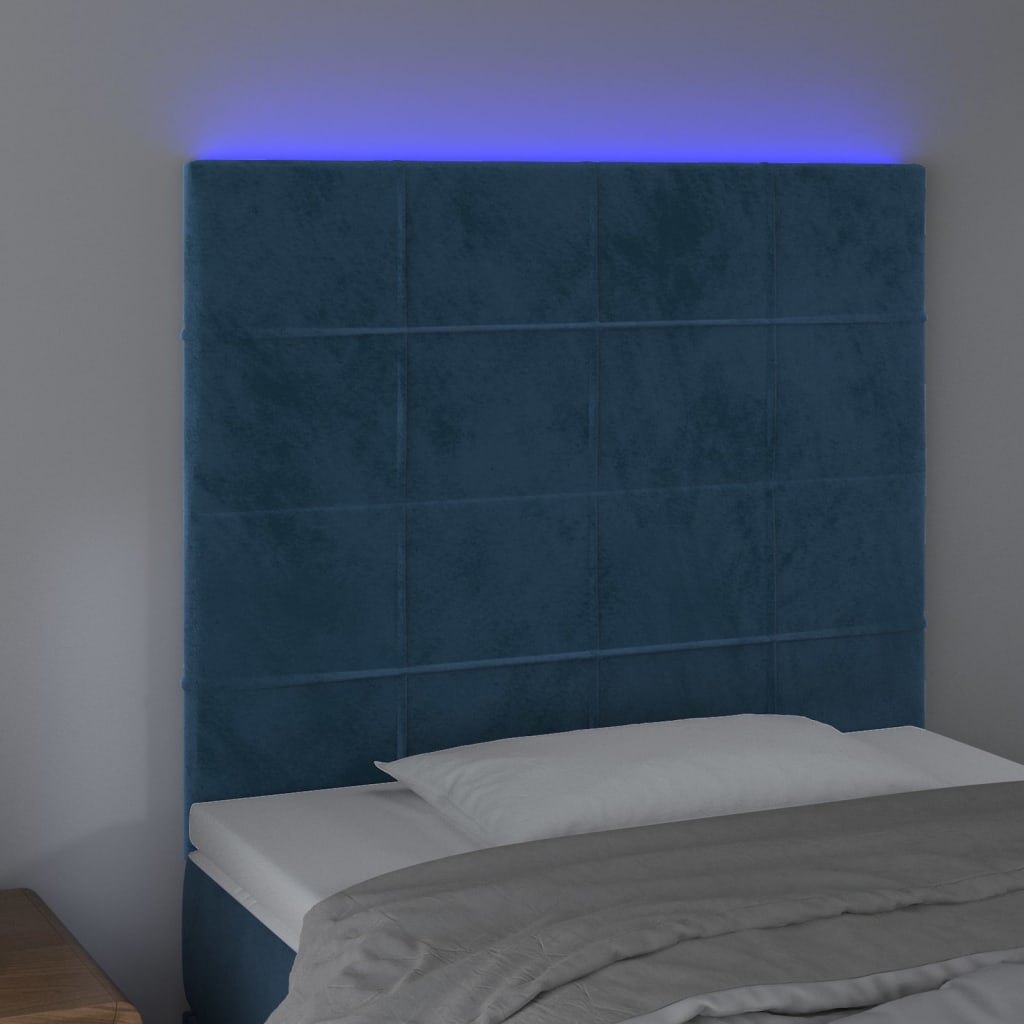 Tête de lit à LED Bleu foncé 90x5x118/128 cm Velours - XIOS