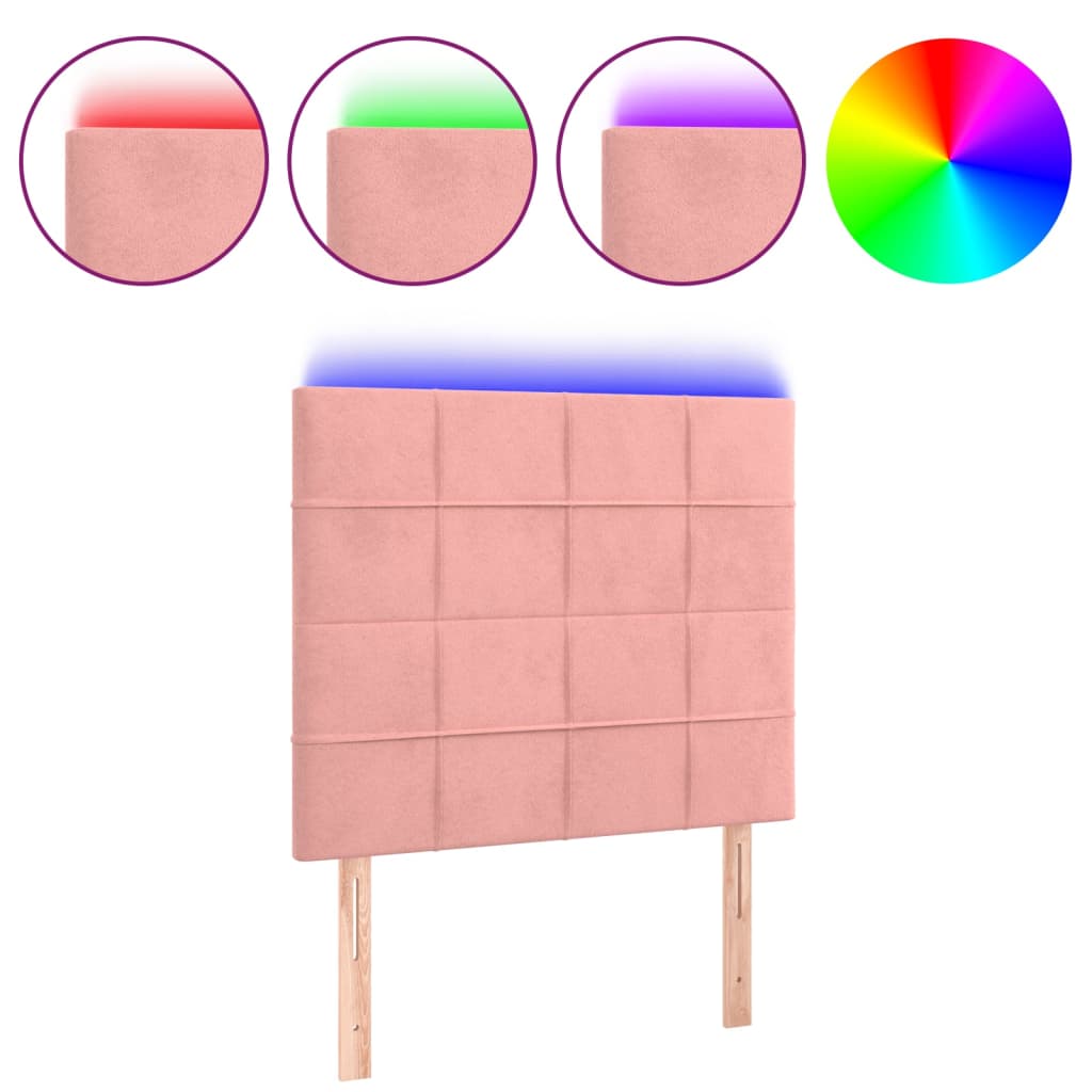 Tête de lit à LED Rose 90x5x118/128 cm Velours - XIOS