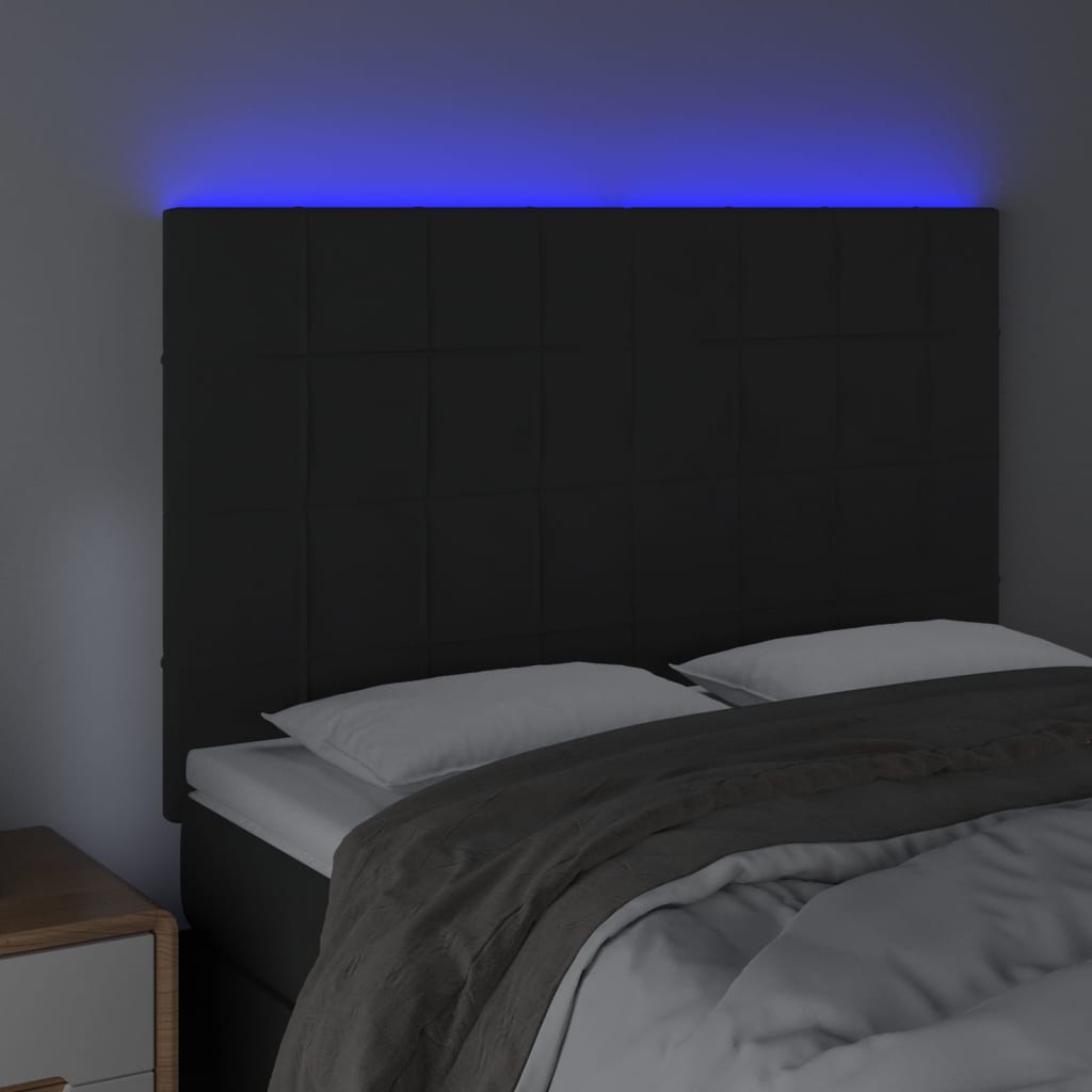 Tête de lit à LED Noir 144x5x118/128 cm Velours - XIOS