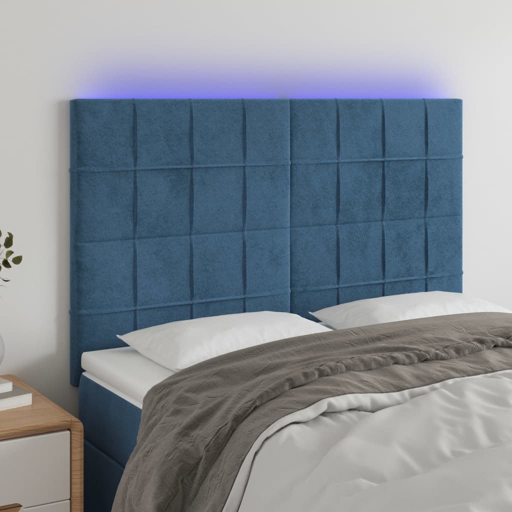 Tête de lit à LED Bleu foncé 144x5x118/128 cm Velours - XIOS