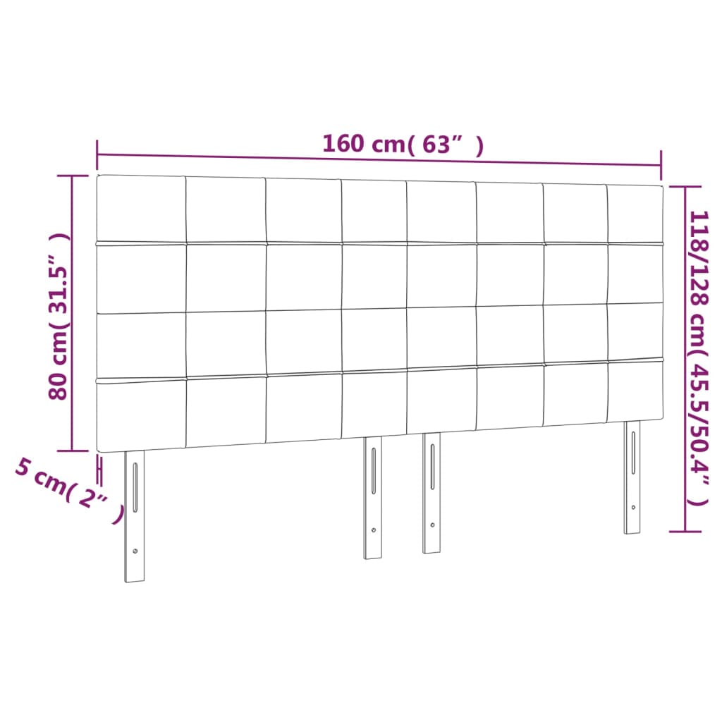 Tête de lit à LED Gris foncé 160x5x118/128 cm Velours - XIOS