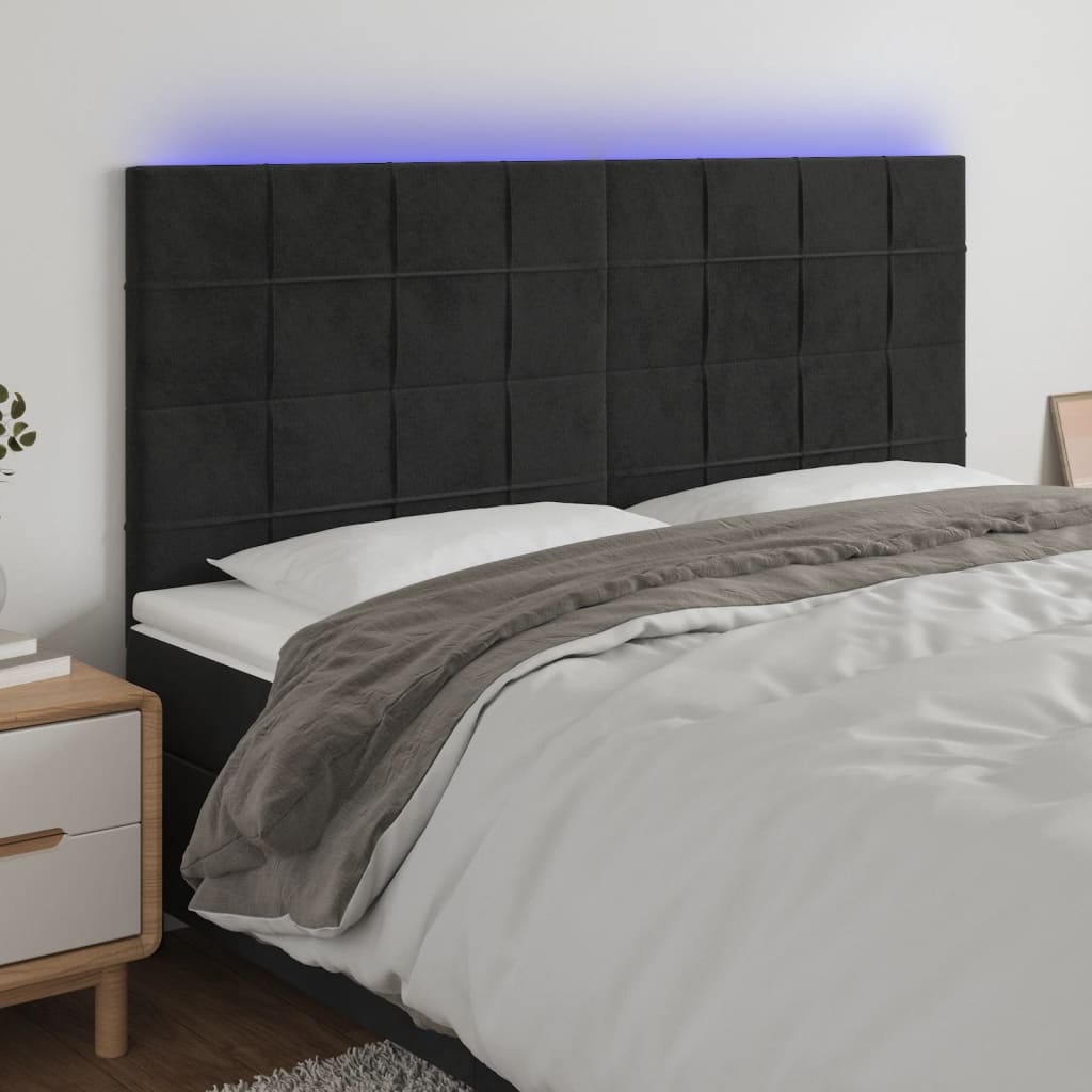 Tête de lit à LED Noir 180x5x118/128 cm Velours Têtes et pieds de lit vidaXL