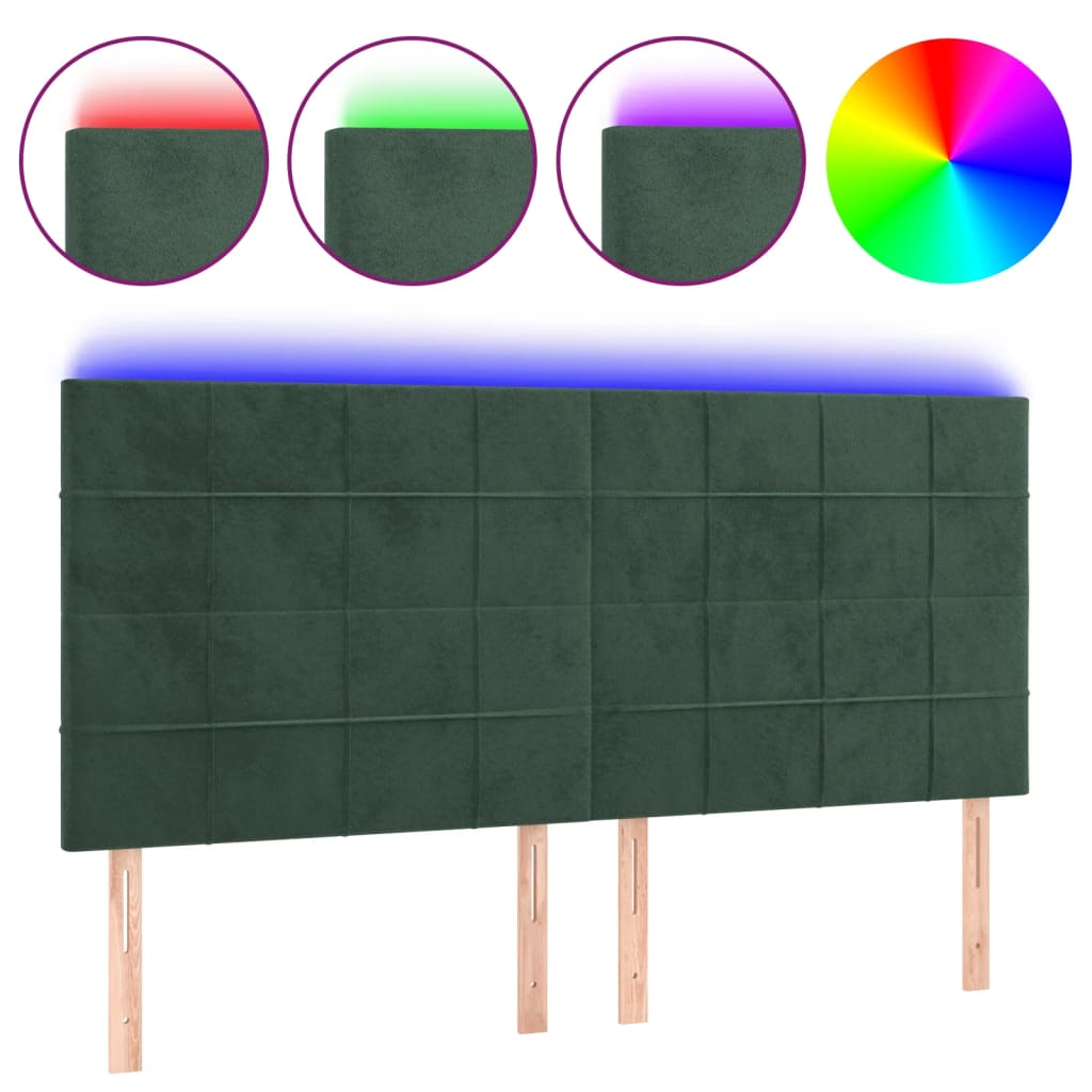 Tête de lit à LED Vert foncé 180x5x118/128 cm Velours Têtes et pieds de lit vidaXL