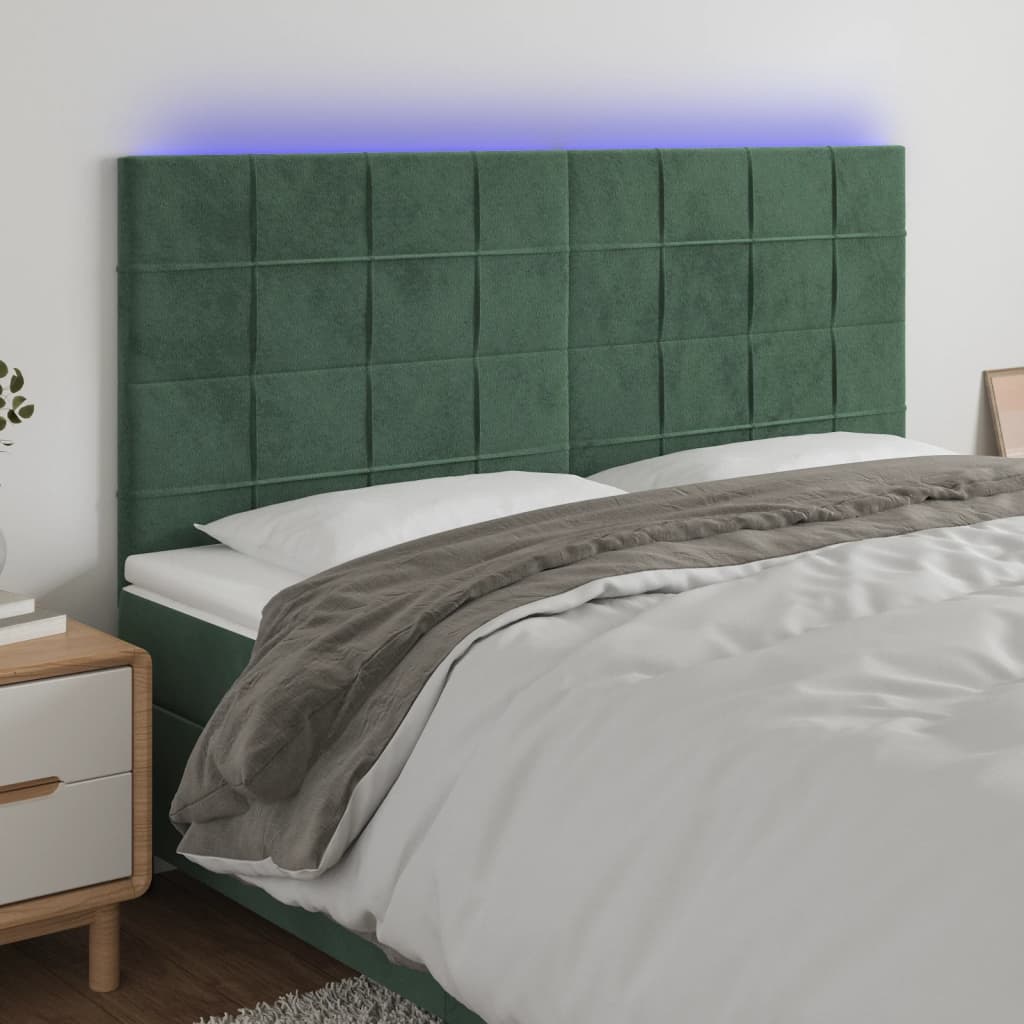Tête de lit à LED Vert foncé 180x5x118/128 cm Velours Têtes et pieds de lit vidaXL