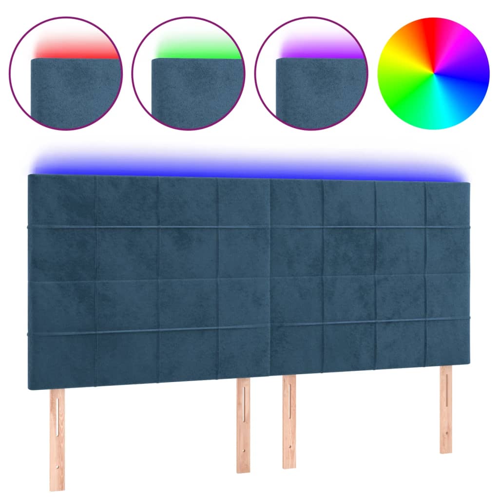 Tête de lit à LED Bleu foncé 180x5x118/128 cm Velours Têtes et pieds de lit vidaXL
