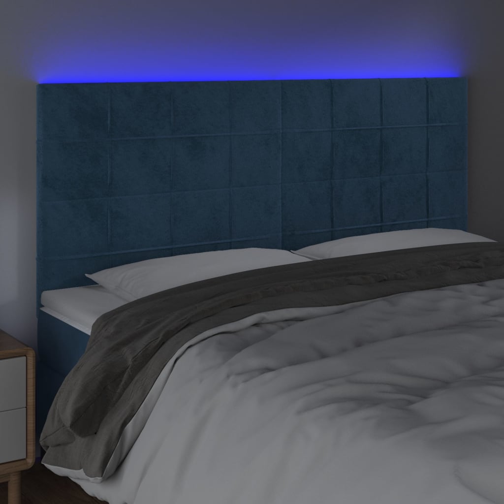 Tête de lit à LED Bleu foncé 200x5x118/128 cm Velours - XIOS
