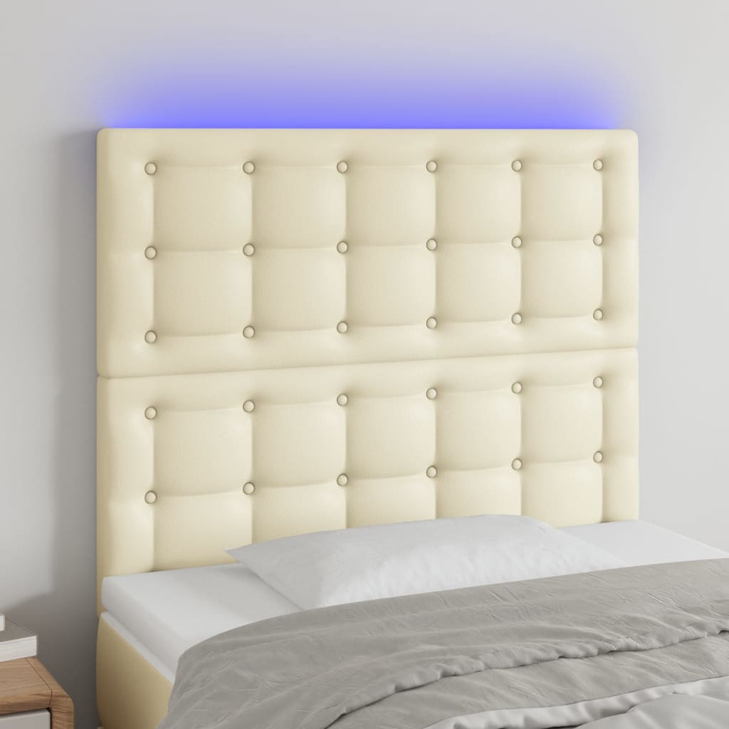 Tête de lit à LED Crème 80x5x118/128 cm Similicuir - XIOS
