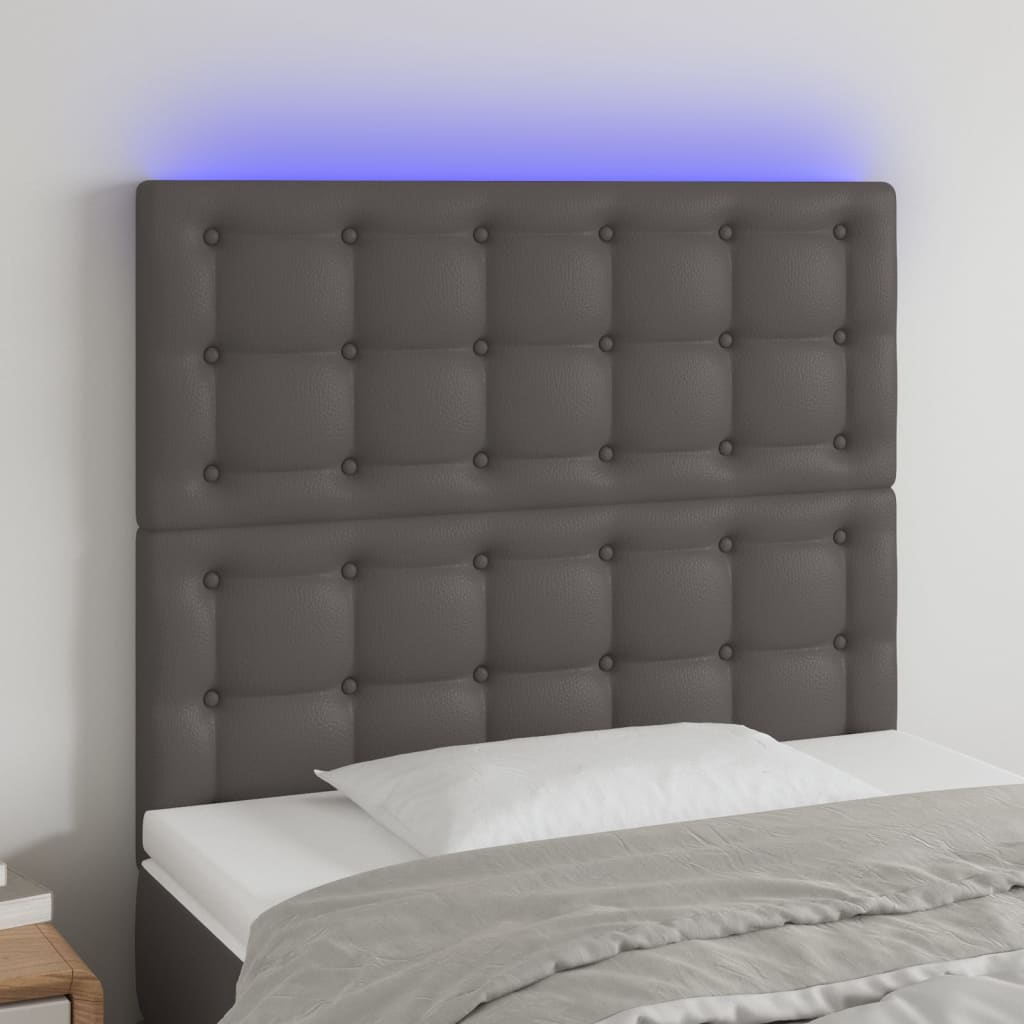 Tête de lit à LED Gris 80x5x118/128 cm Similicuir - XIOS