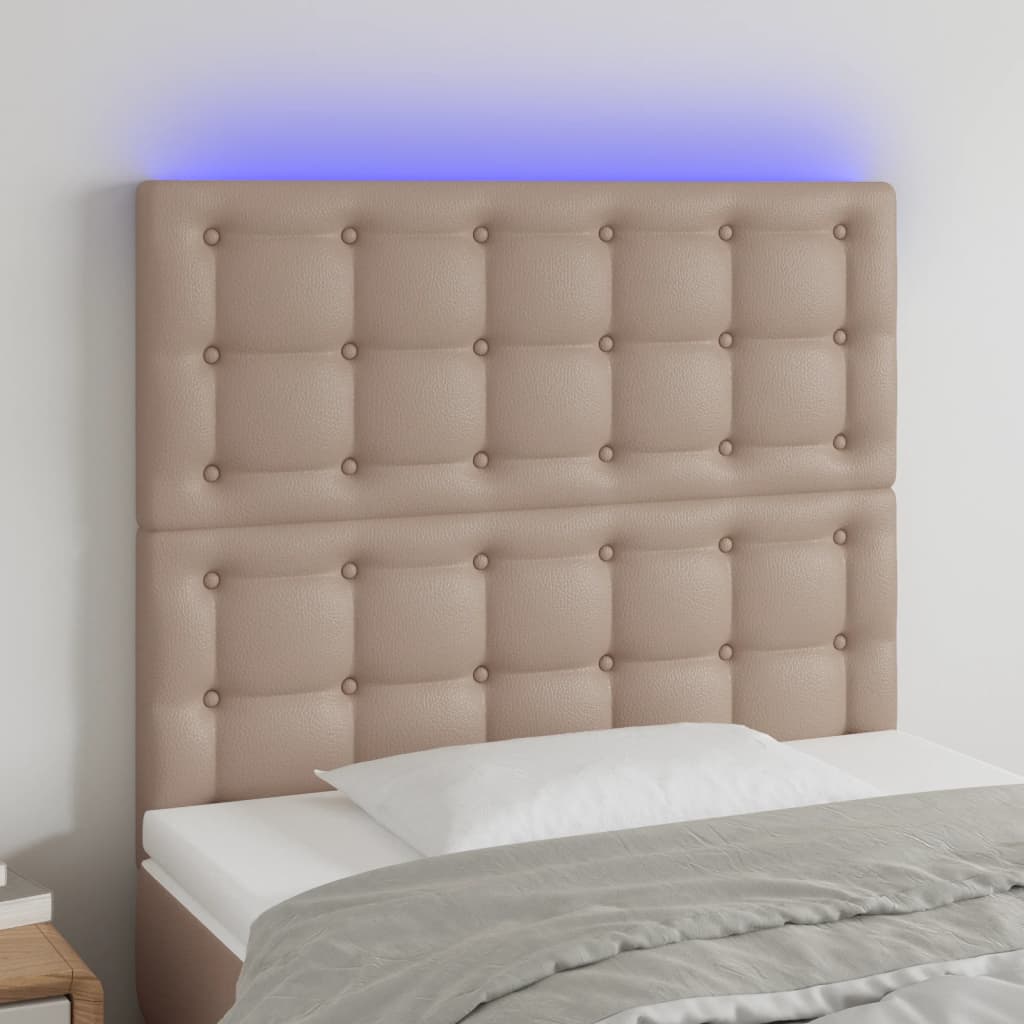 Tête de lit à LED Cappuccino 80x5x118/128 cm Similicuir - XIOS