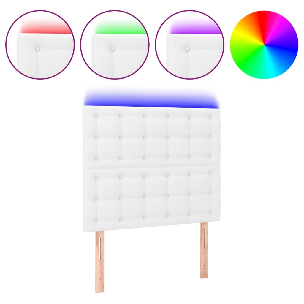 Tête de lit à LED Blanc 90x5x118/128 cm Similicuir - XIOS