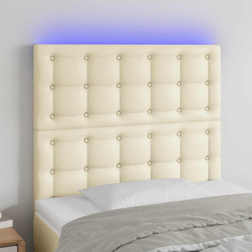 Tête de lit à LED Crème 90x5x118/128 cm Similicuir - XIOS