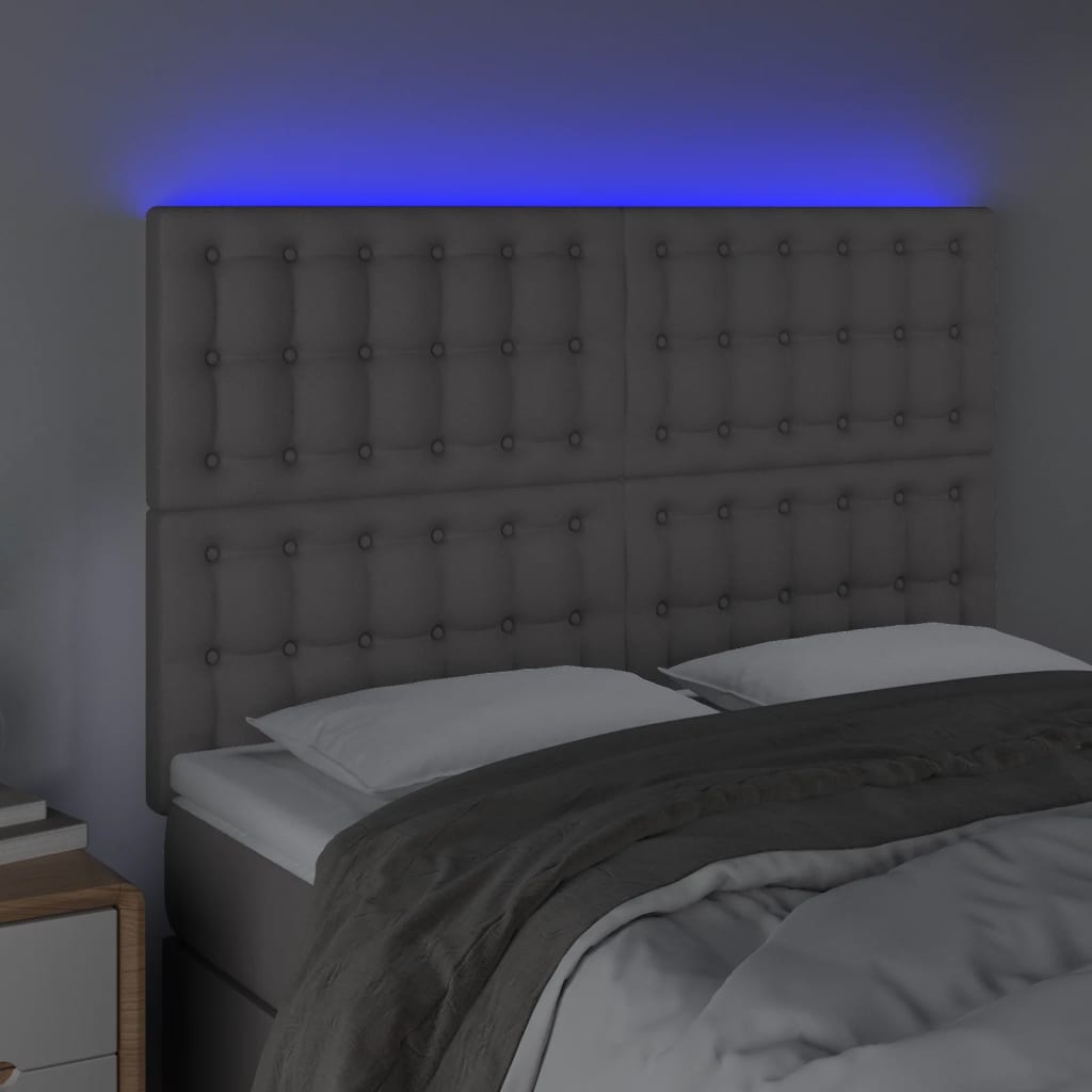 Tête de lit à LED Gris 144x5x118/128 cm Similicuir - XIOS